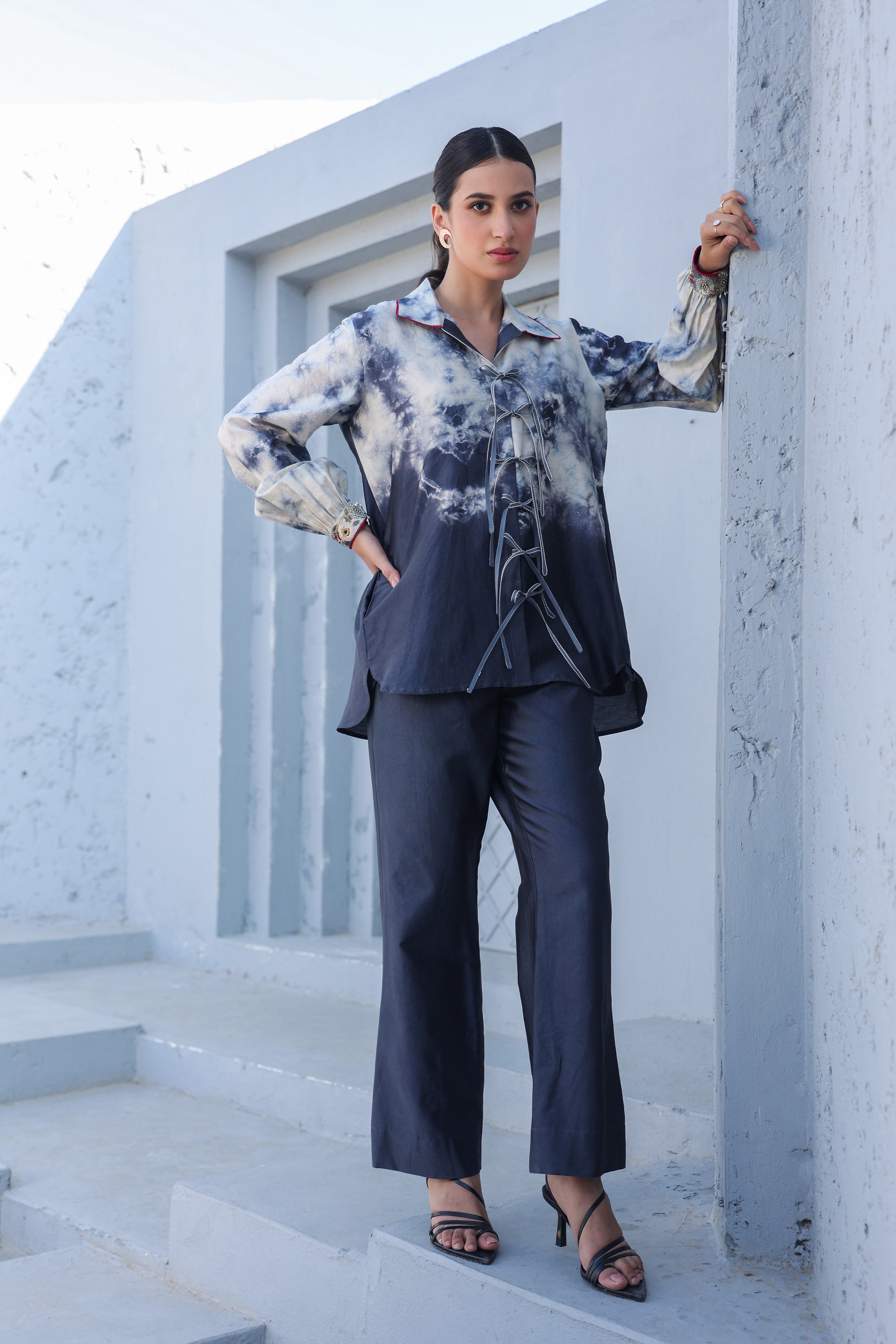 Shibori Rose Tie-Up Co-ord Set