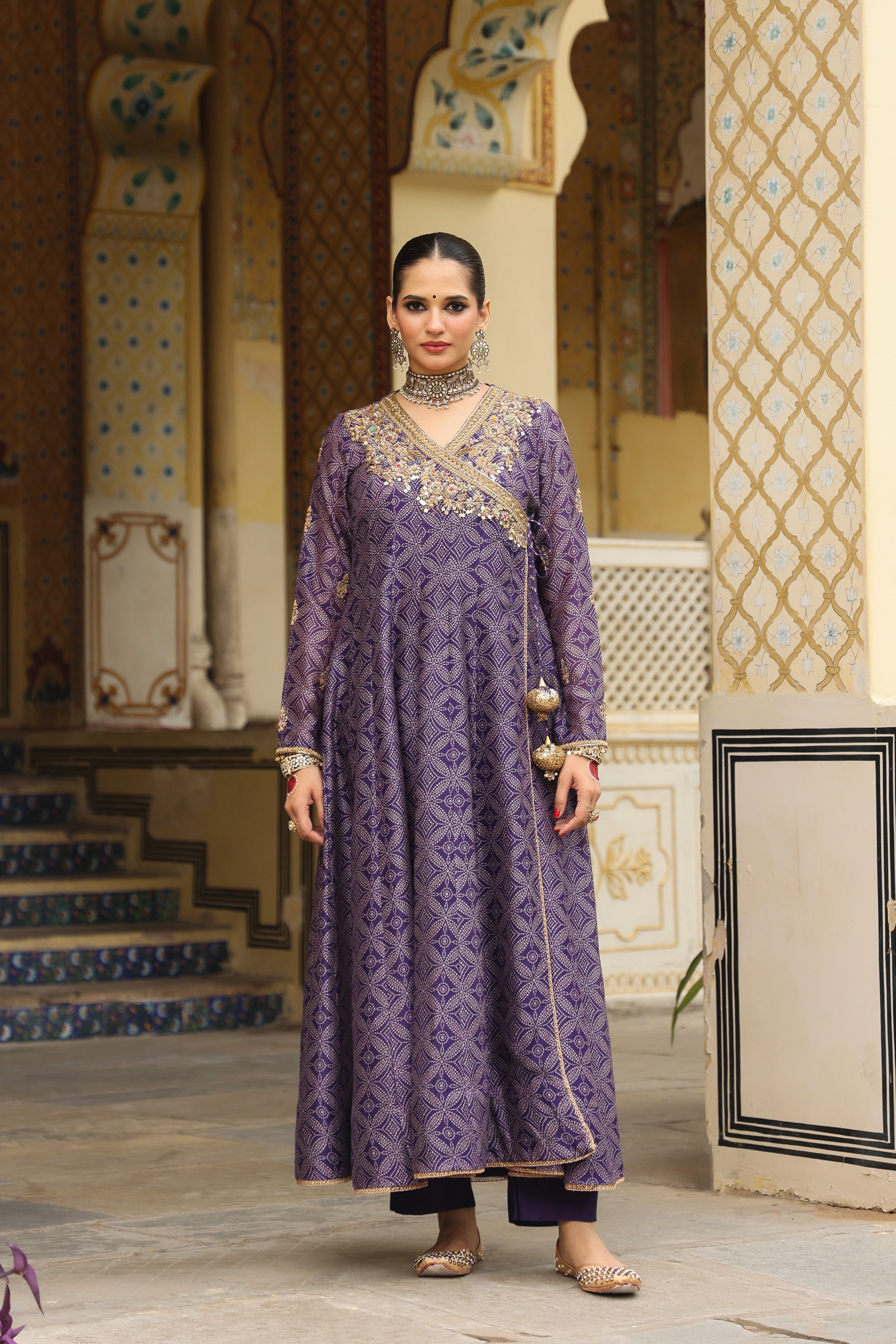 Ahista Purple Printed Angrakha