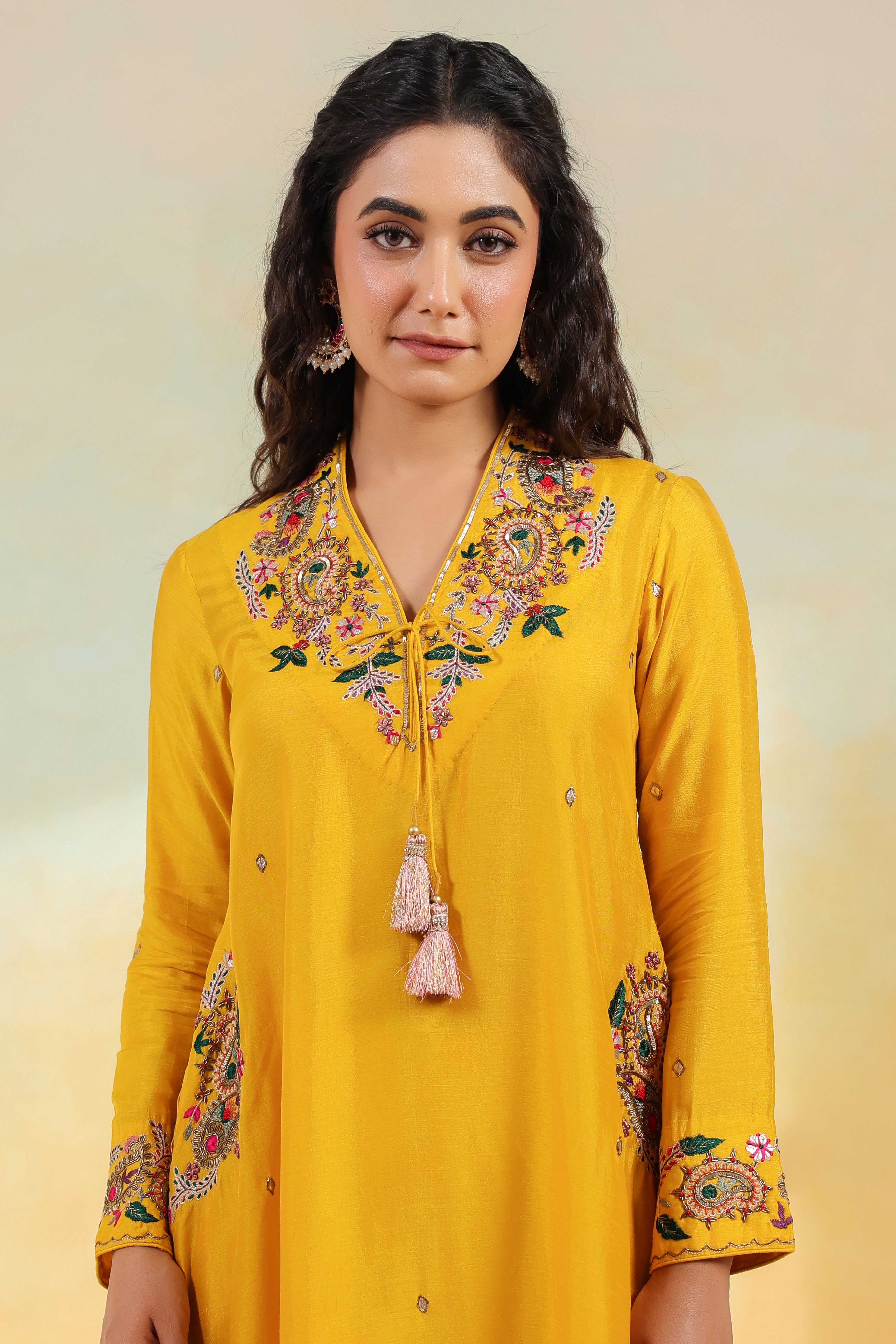 Mustard Zardozi Paisley Pocket Style