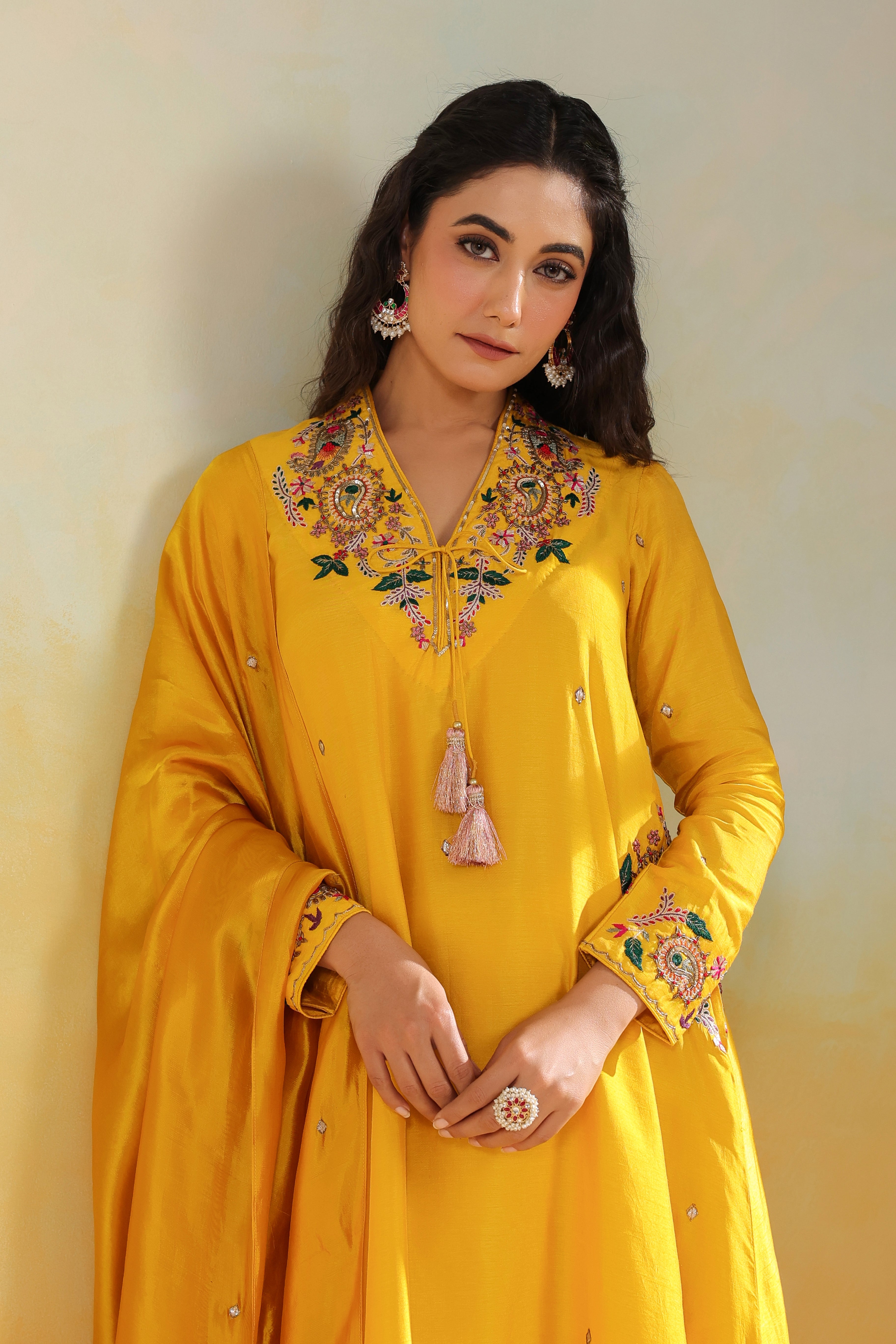 Mustard Zardozi Paisley Pocket Style