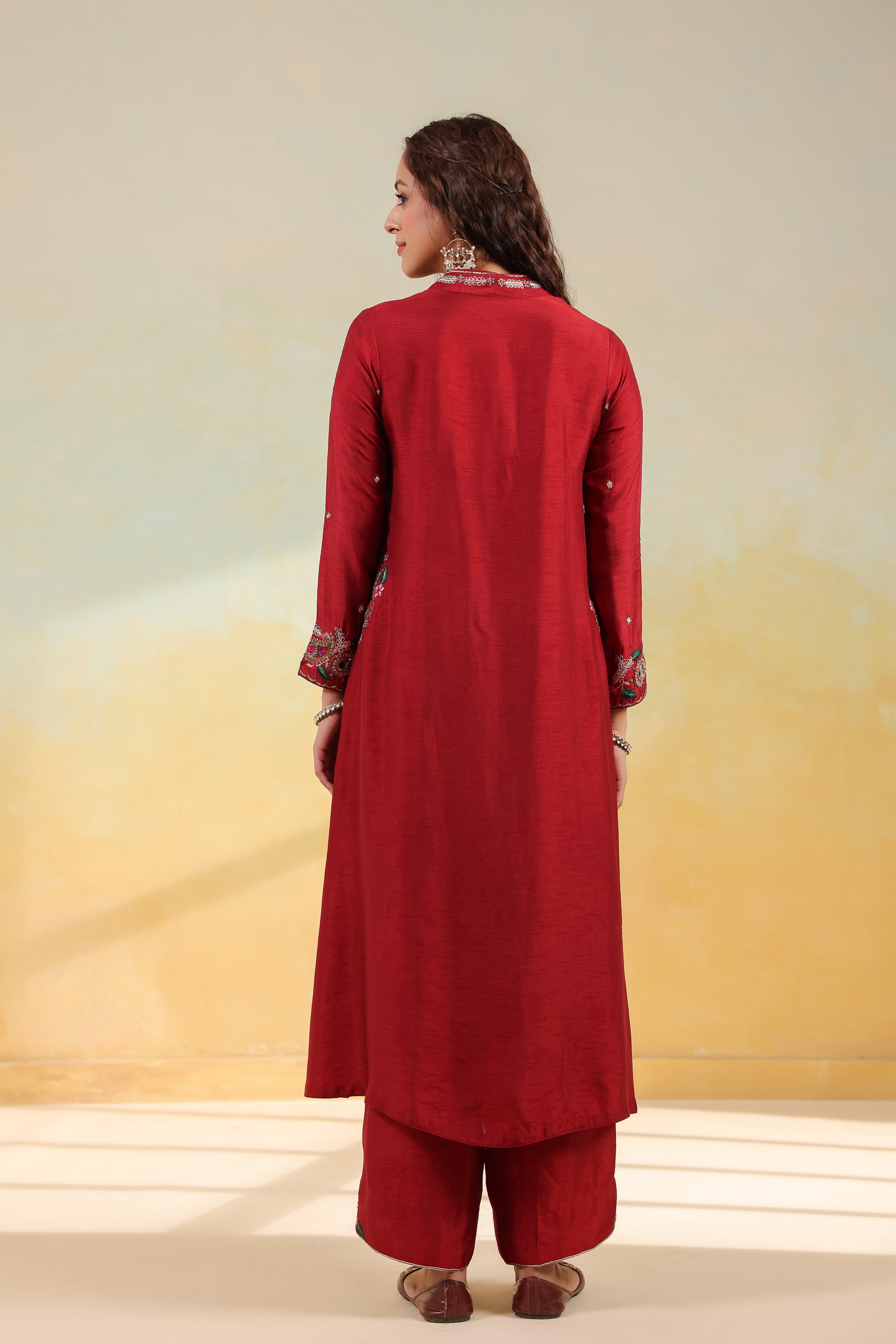 Maroon Zardozi Paisley Pocket Style