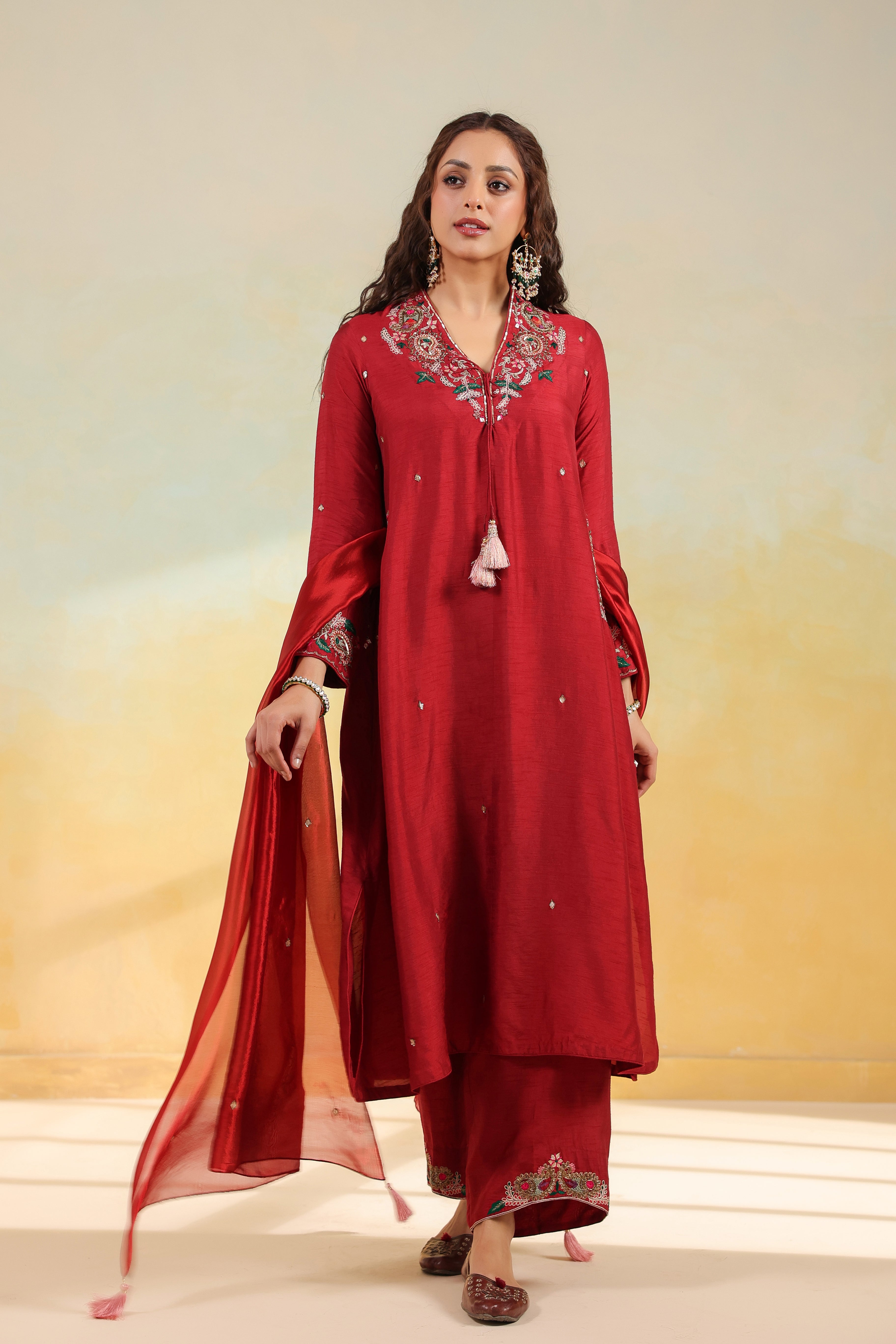 Maroon Zardozi Paisley Pocket Style