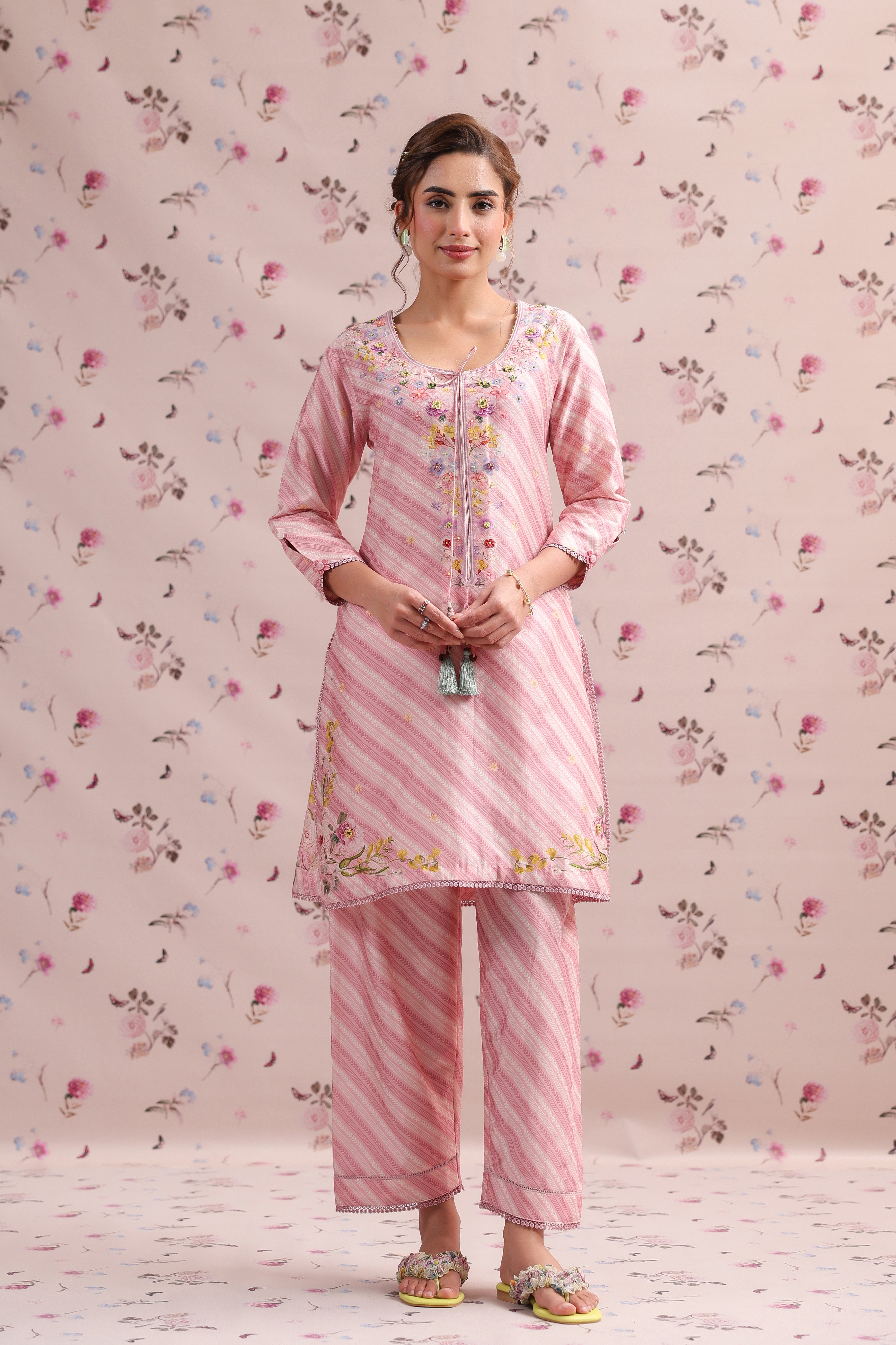 Noor Striped Straight Kurti Set