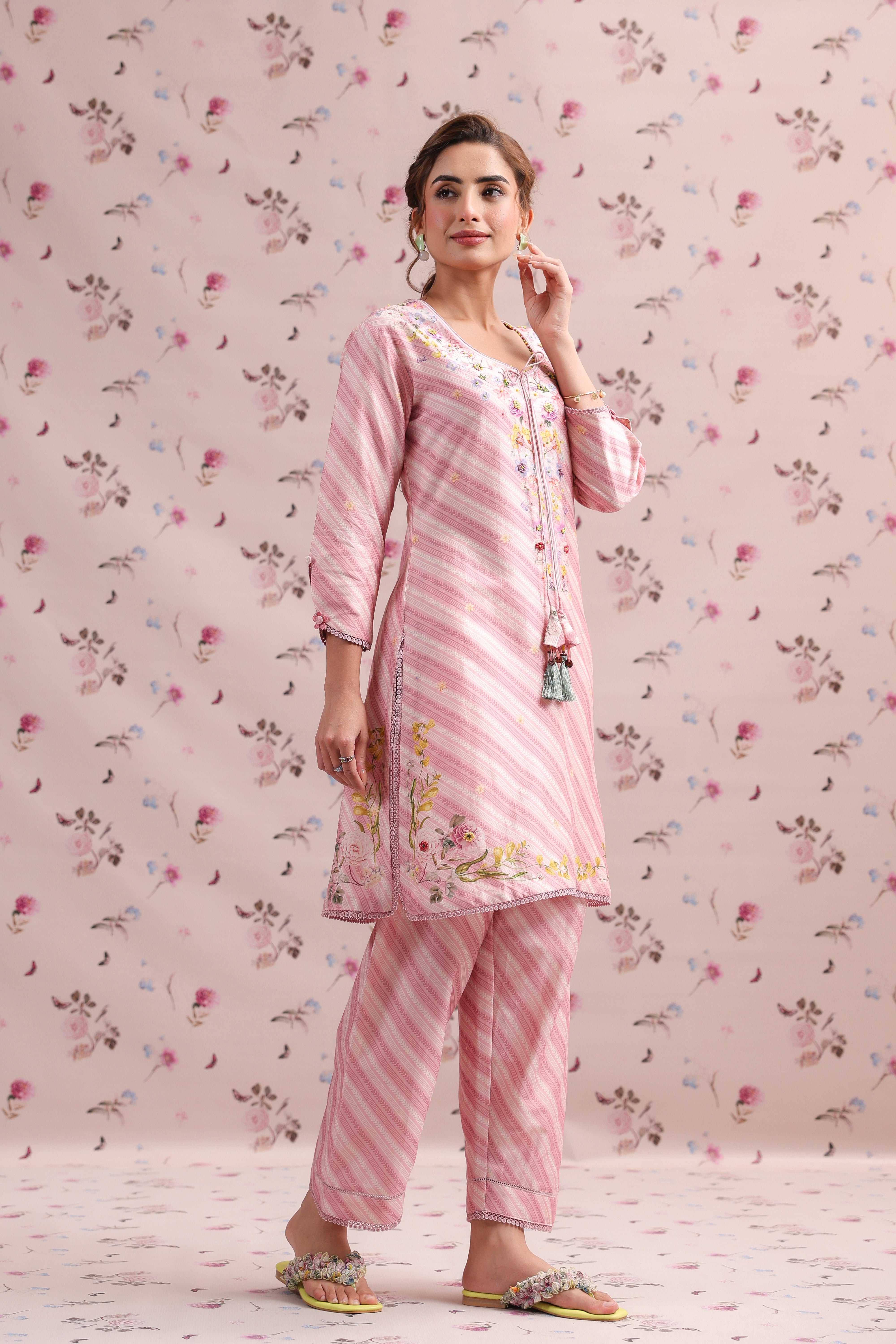 Noor Striped Straight Kurti Set