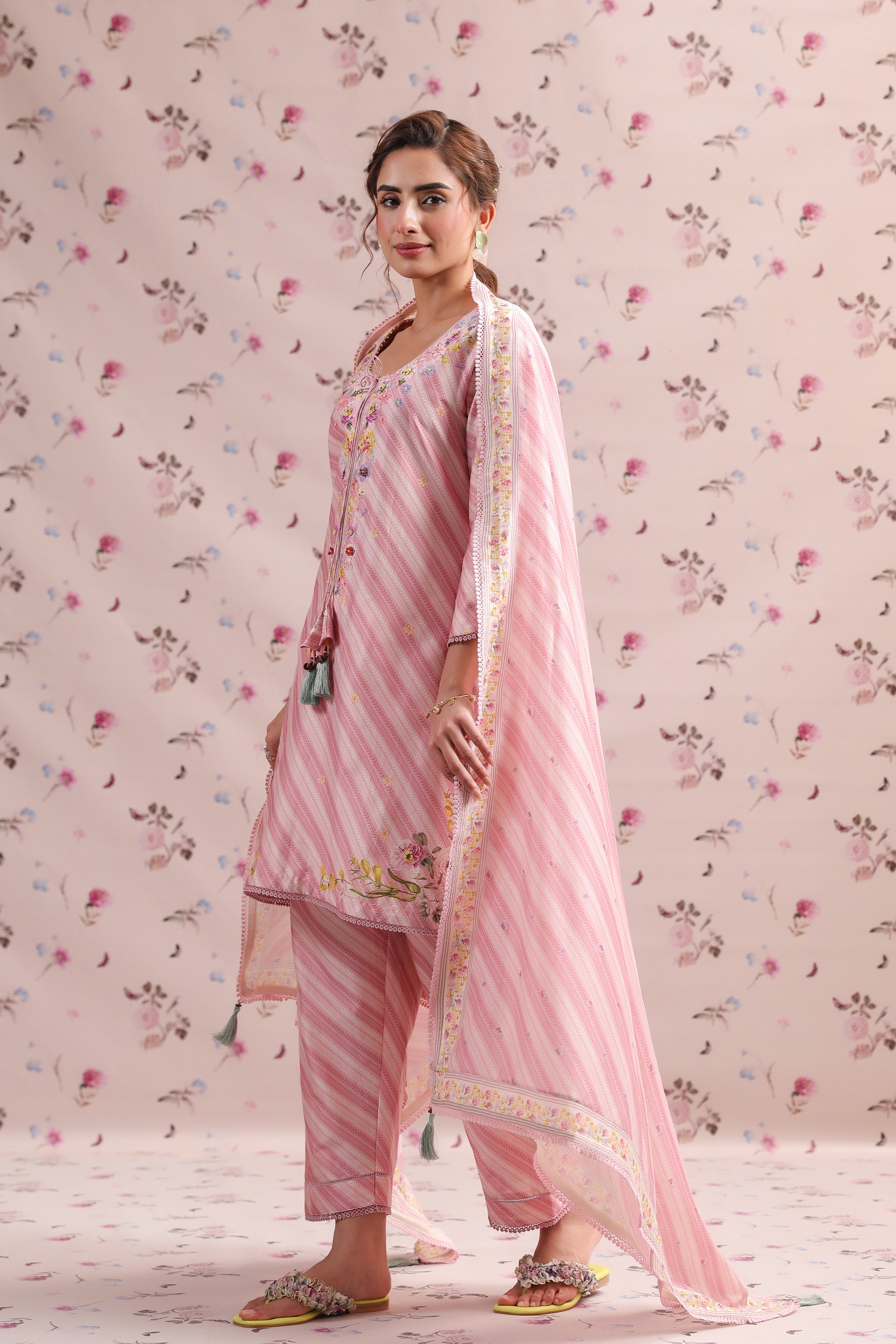 Noor Striped Straight Kurti Set