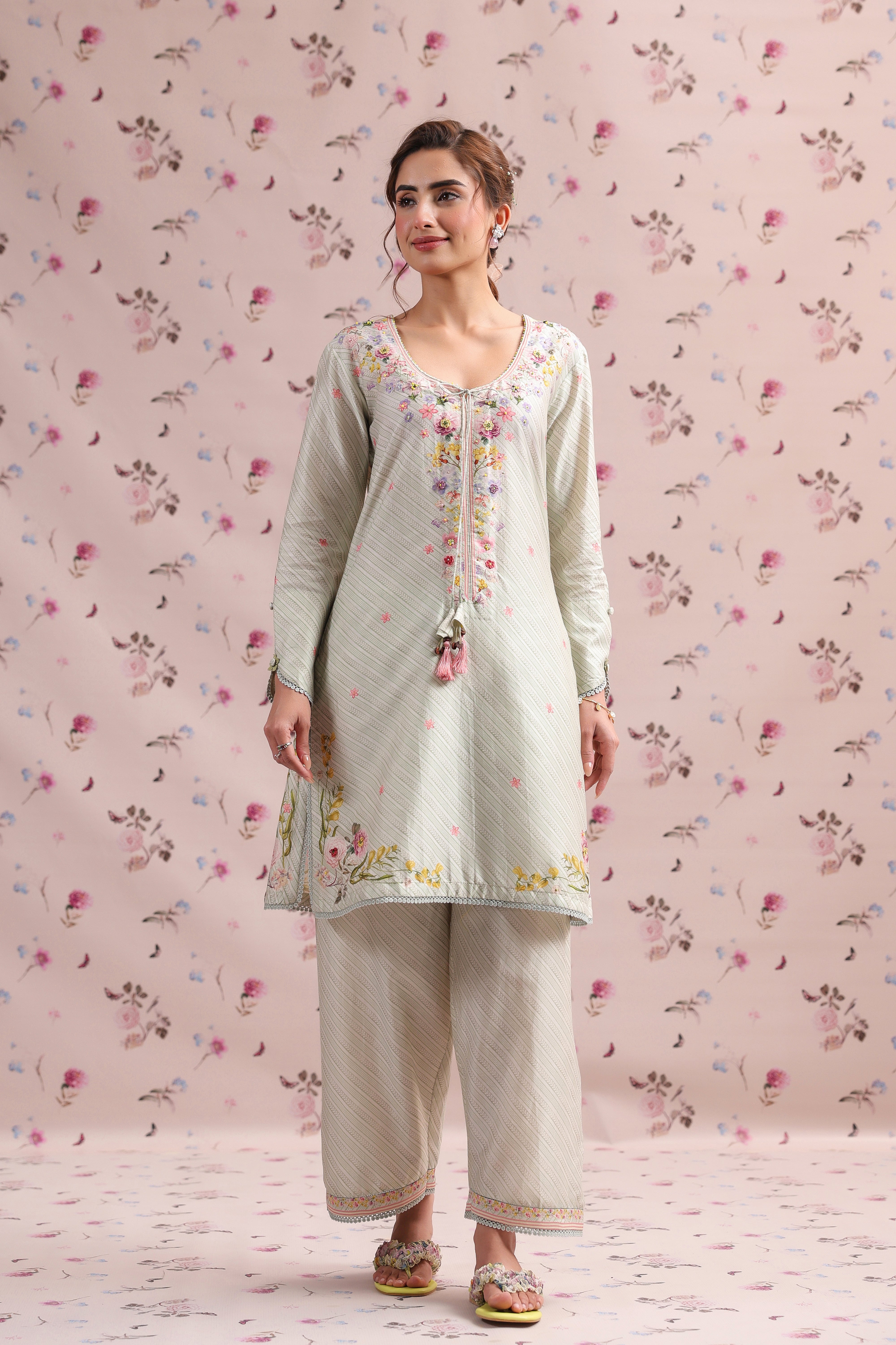 Noor Striped Straight Kurti Set