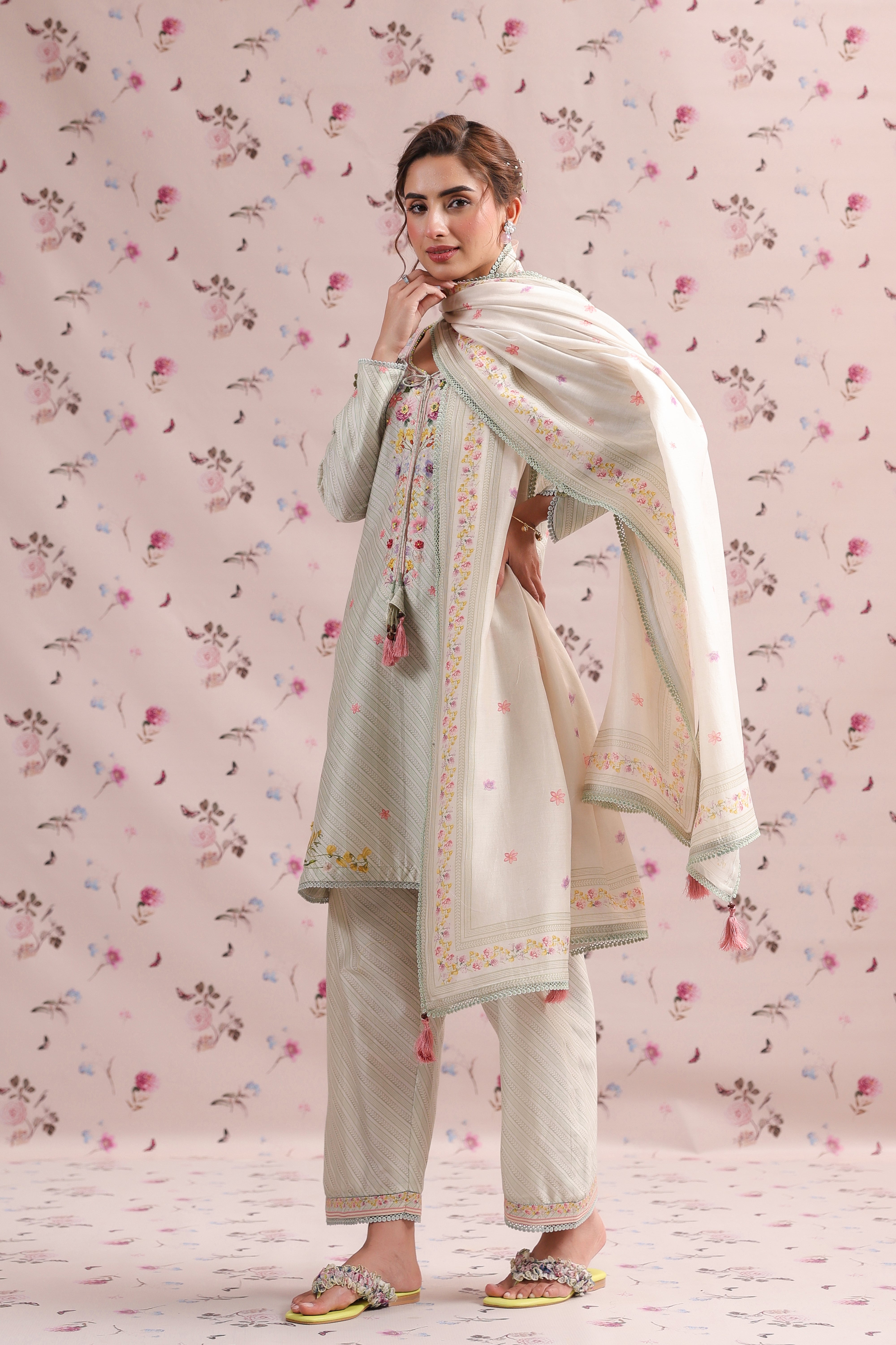 Noor Striped Straight Kurti Set