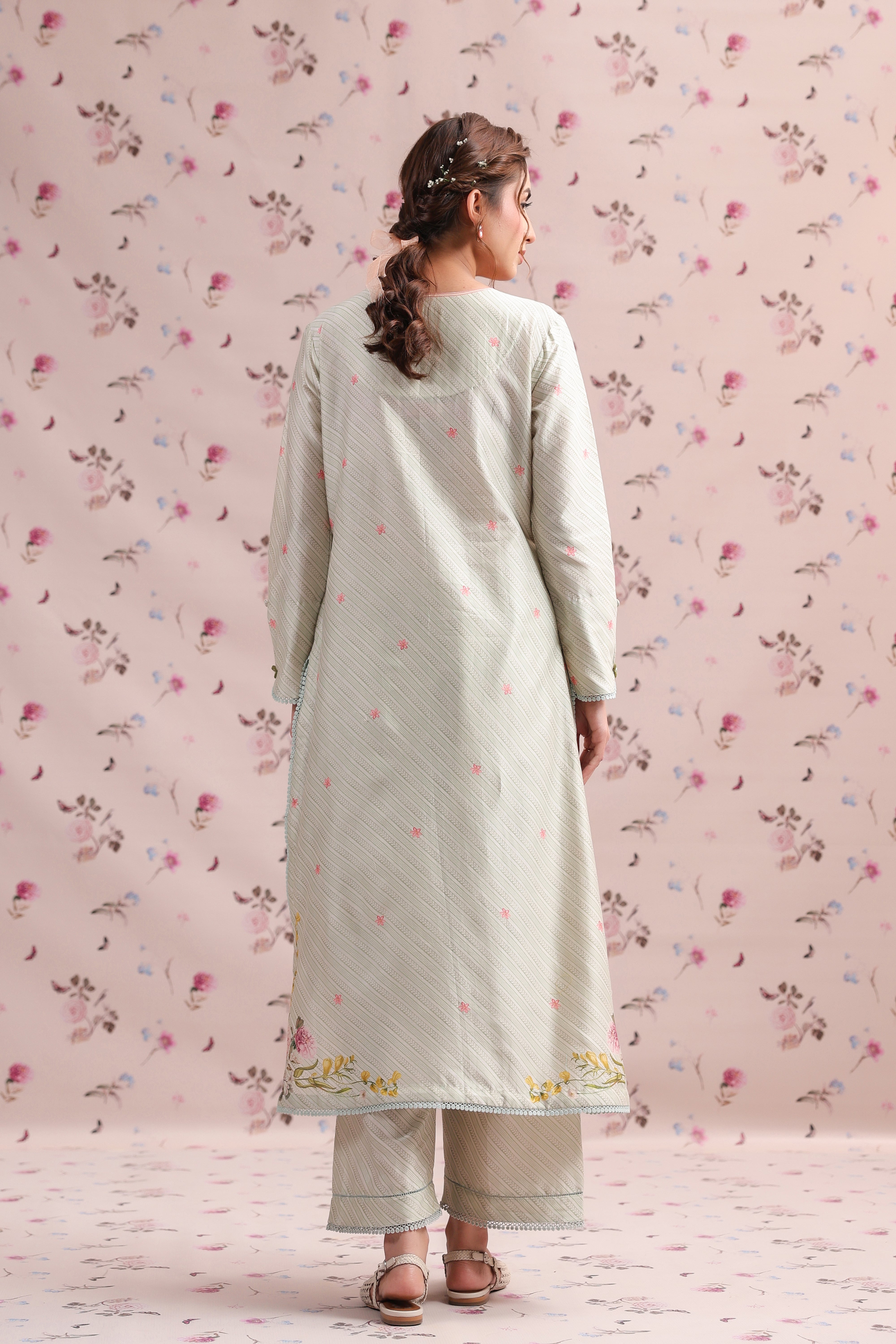 Noor Striped Straight Long Kurta Set