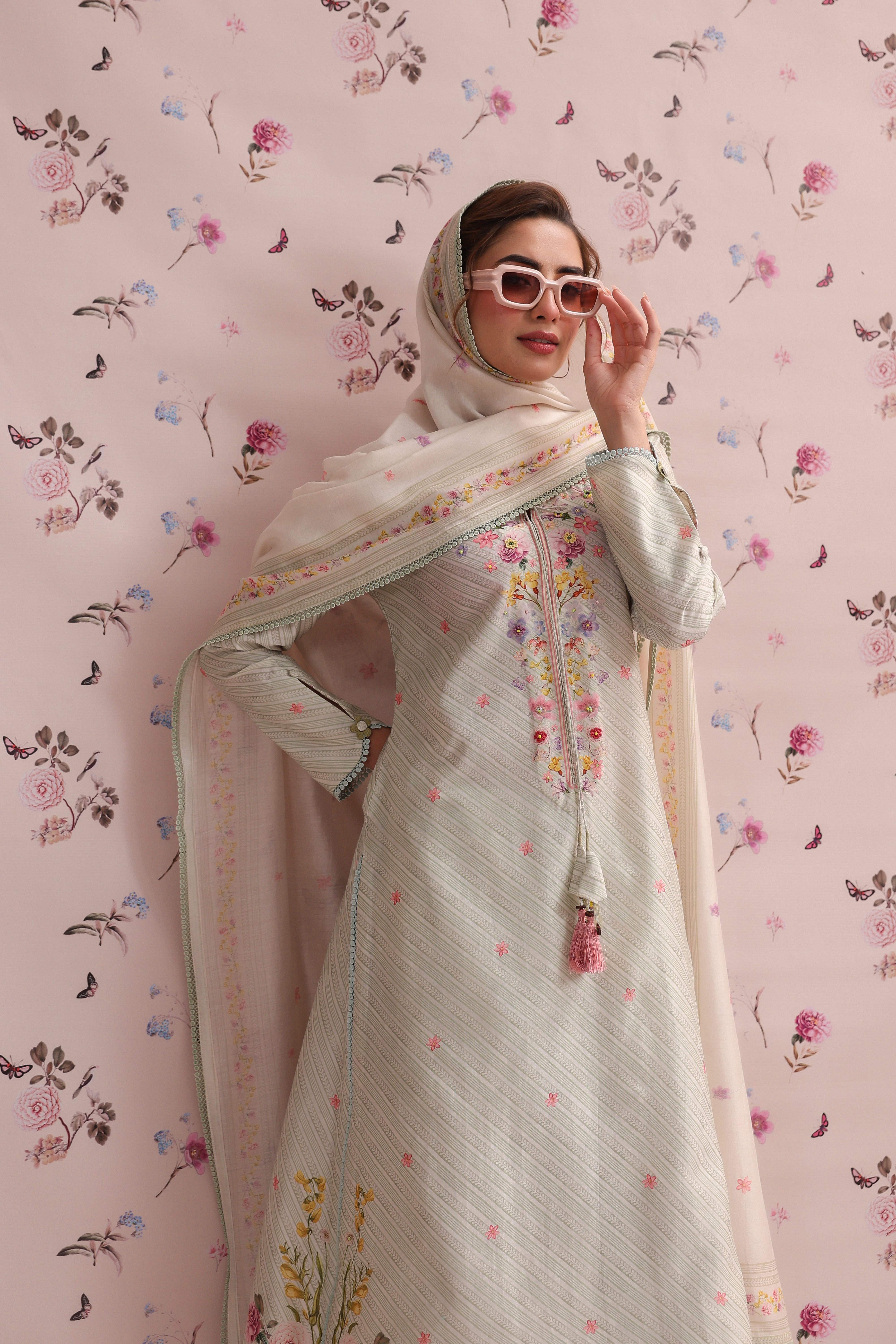 Noor Striped Straight Long Kurta Set
