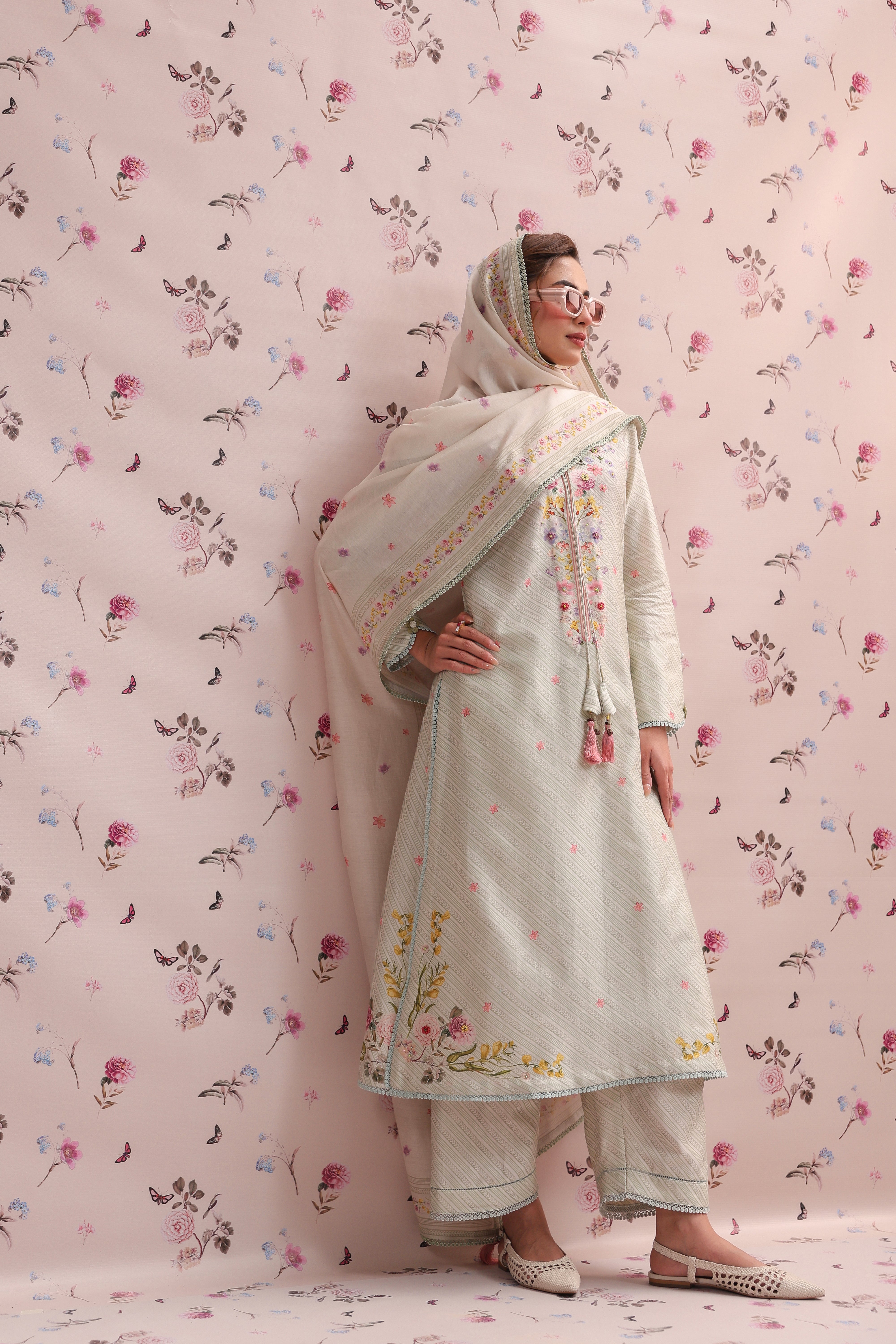 Noor Striped Straight Long Kurta Set