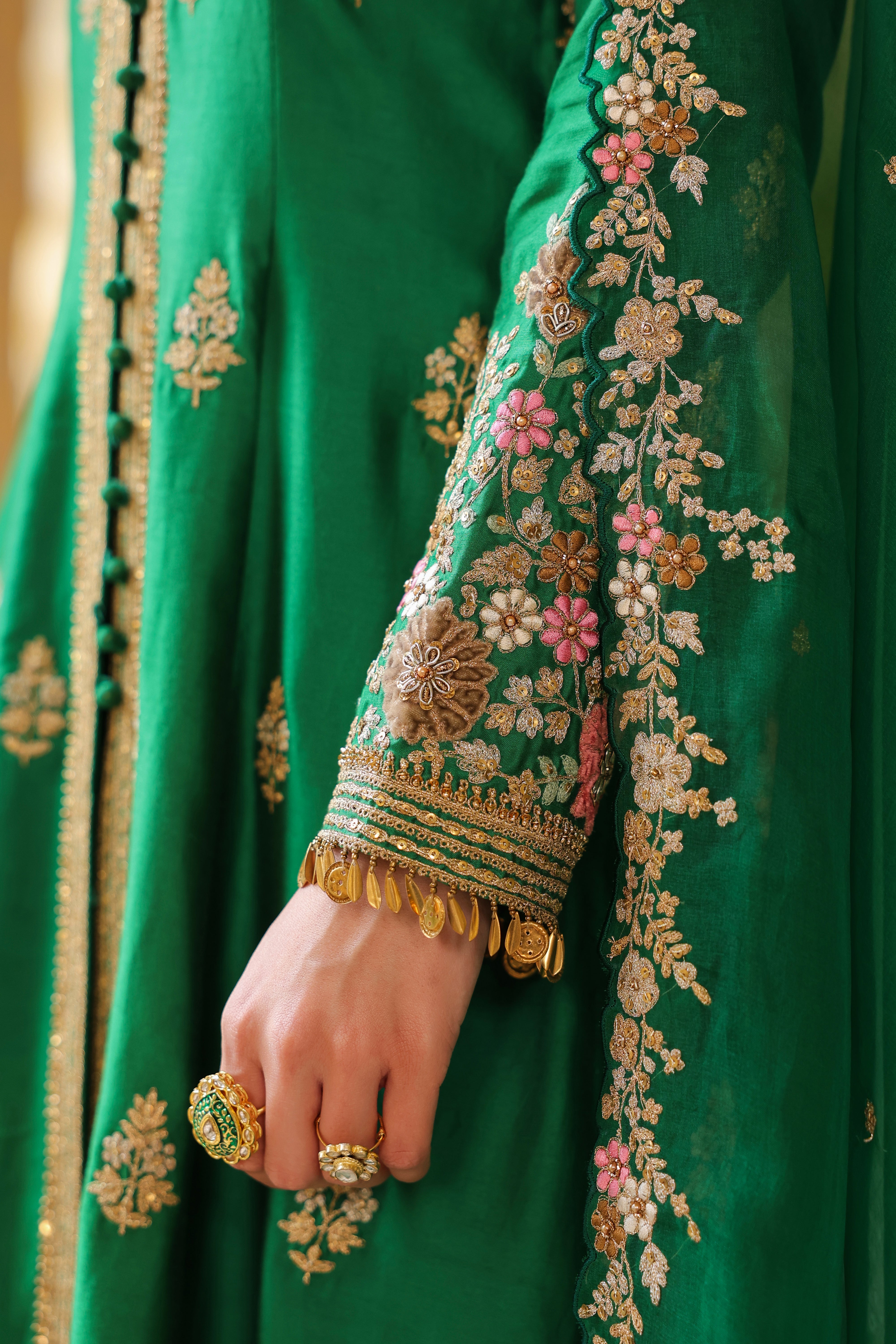 Ahista Green Jacket Anarkali Set