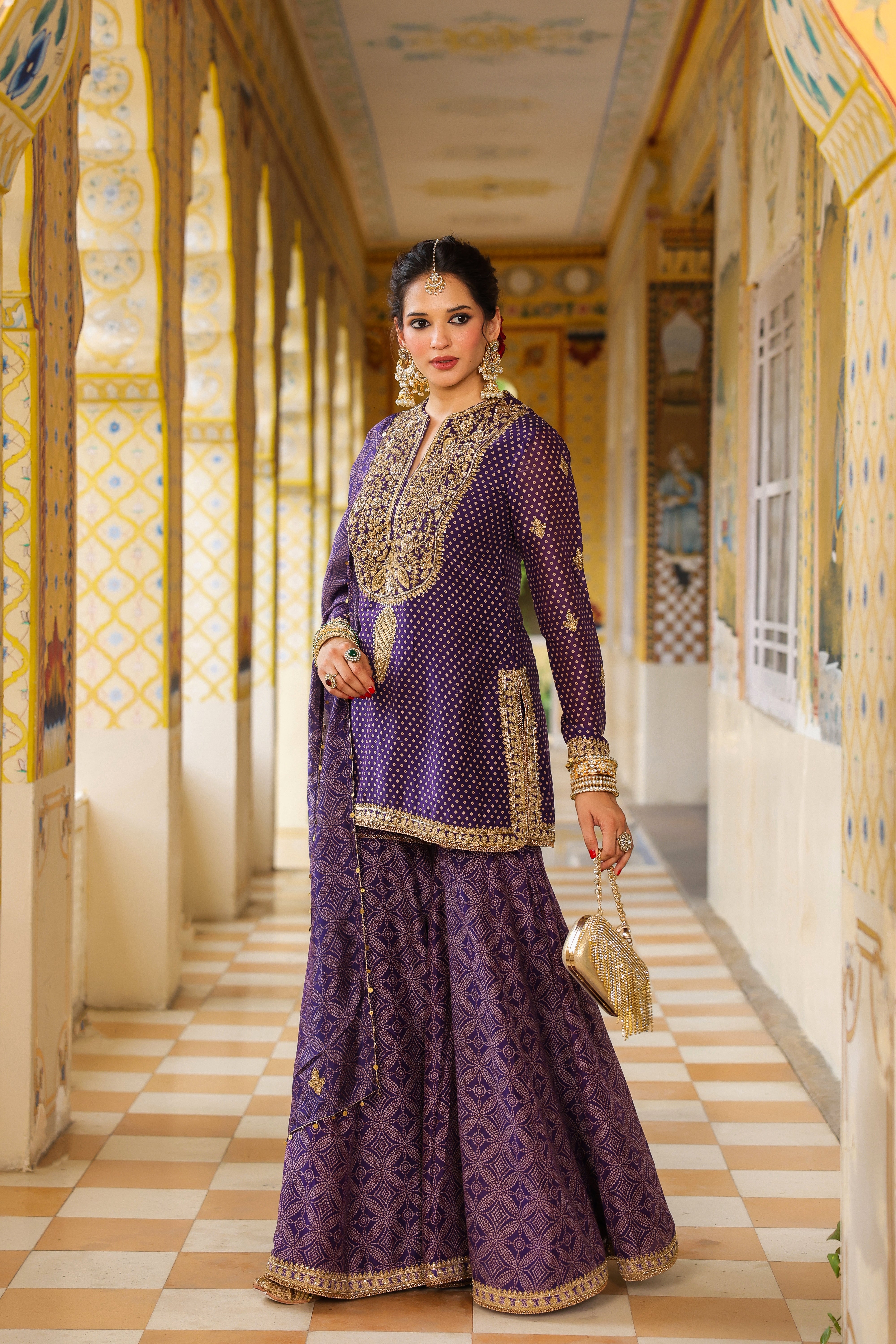 Ahista Purple Printed Sharara Set