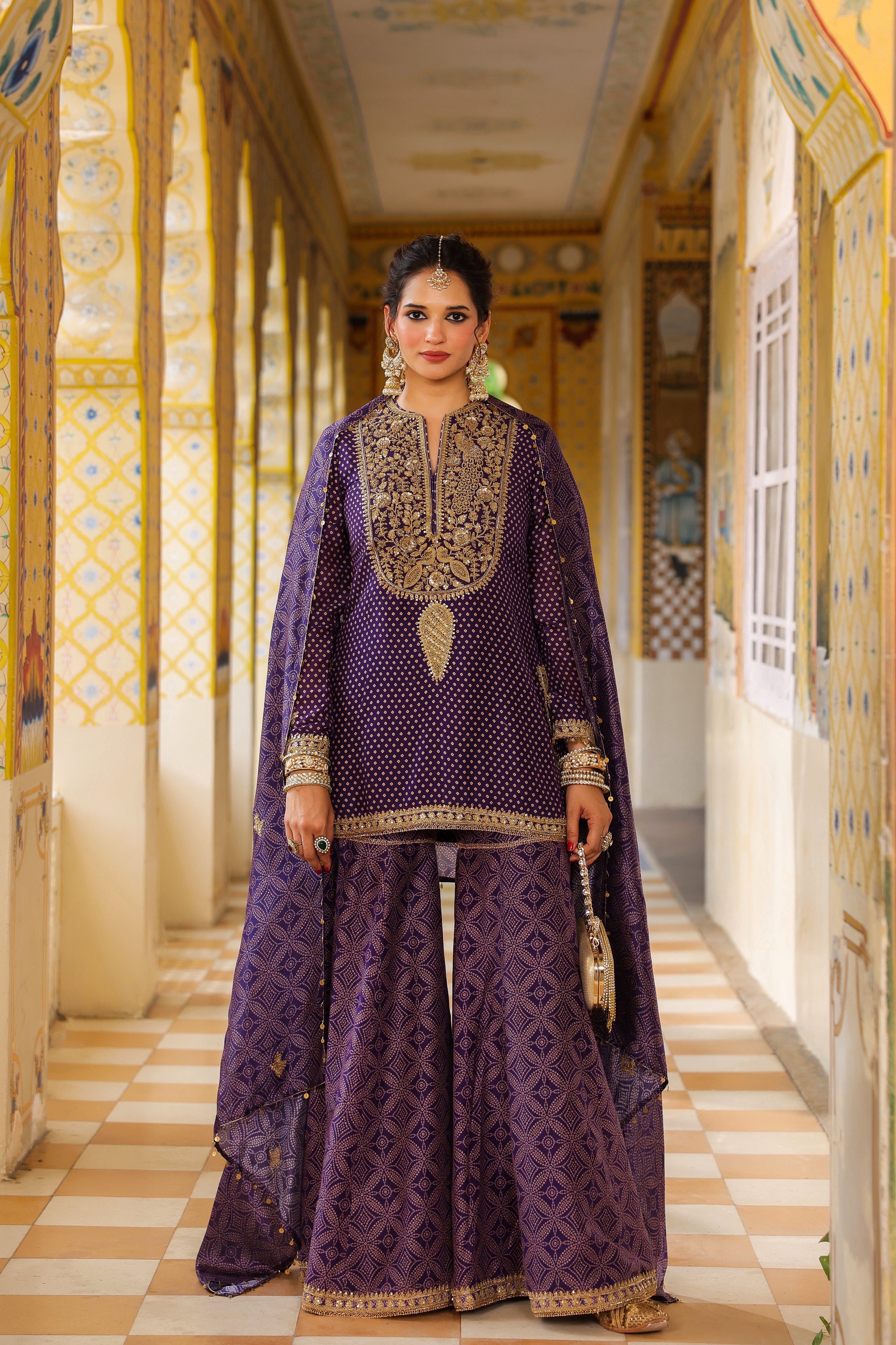 Ahista Purple Printed Sharara Set