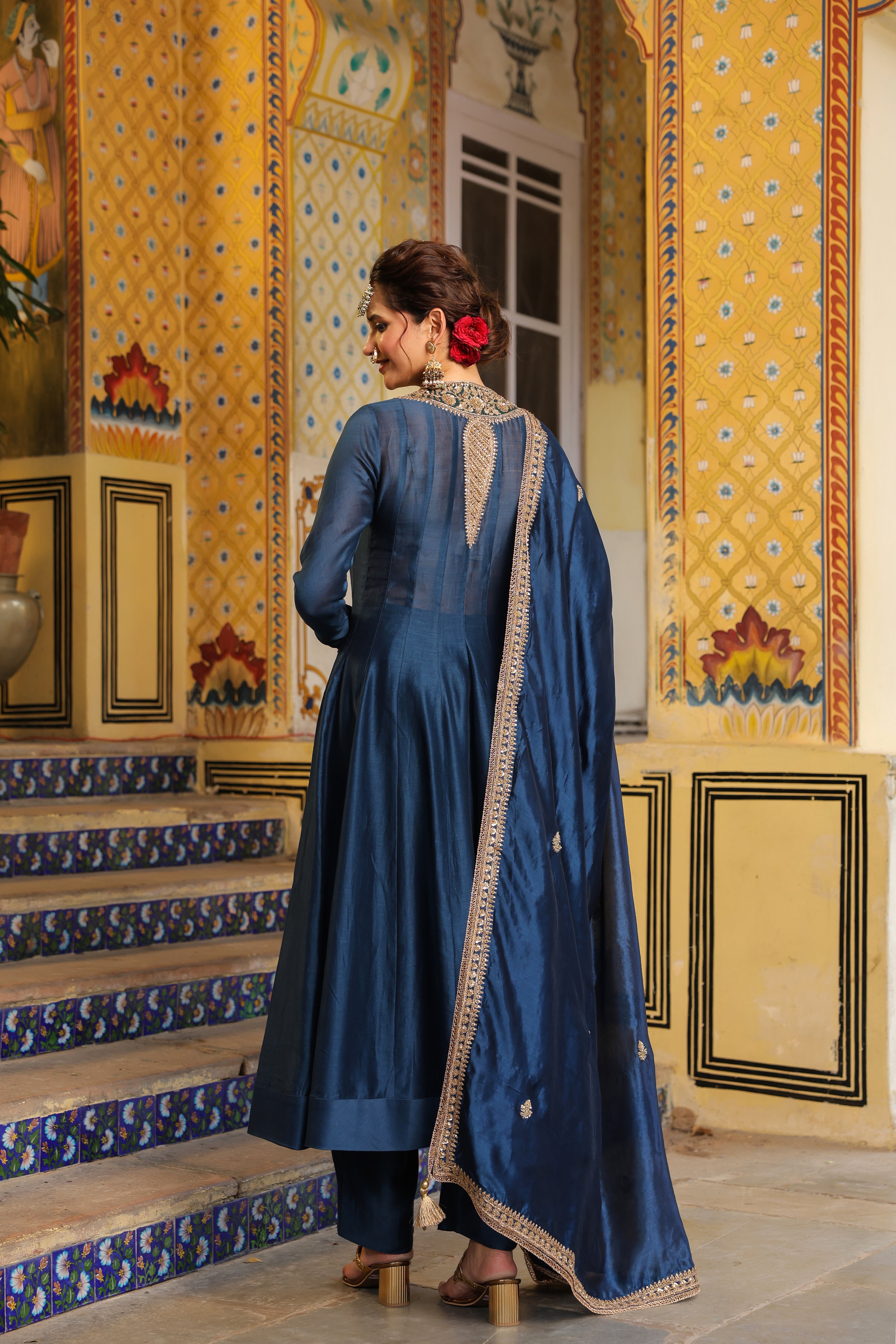 Ahista Blue Kalidaar Set