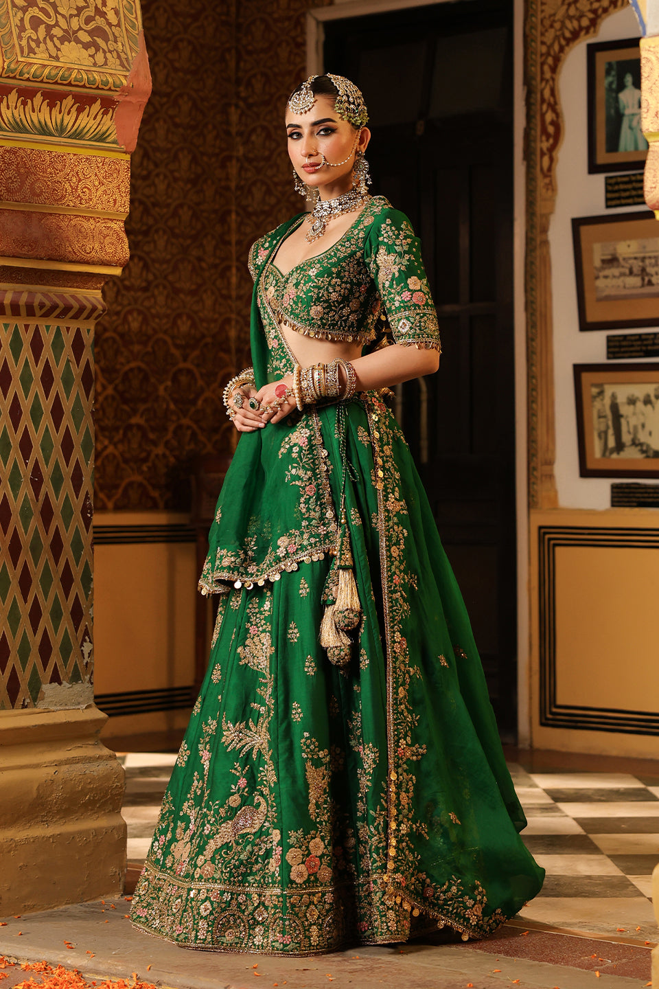 Ahista Green Mayur Applique Lehenga Set