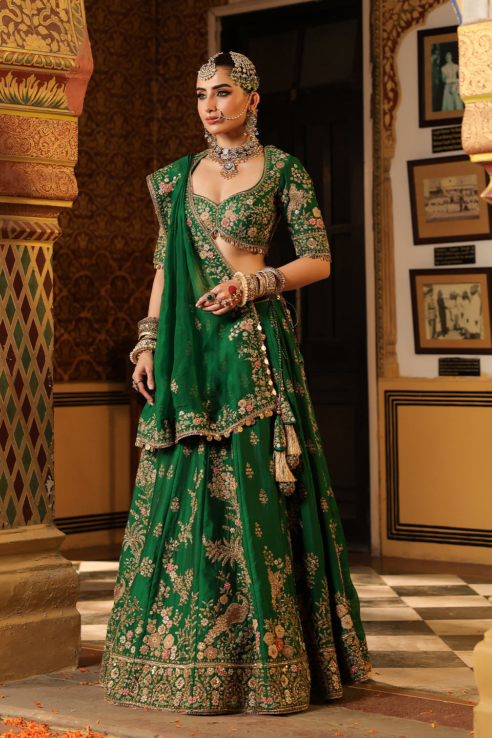 Ahista Green Mayur Applique Lehenga Set