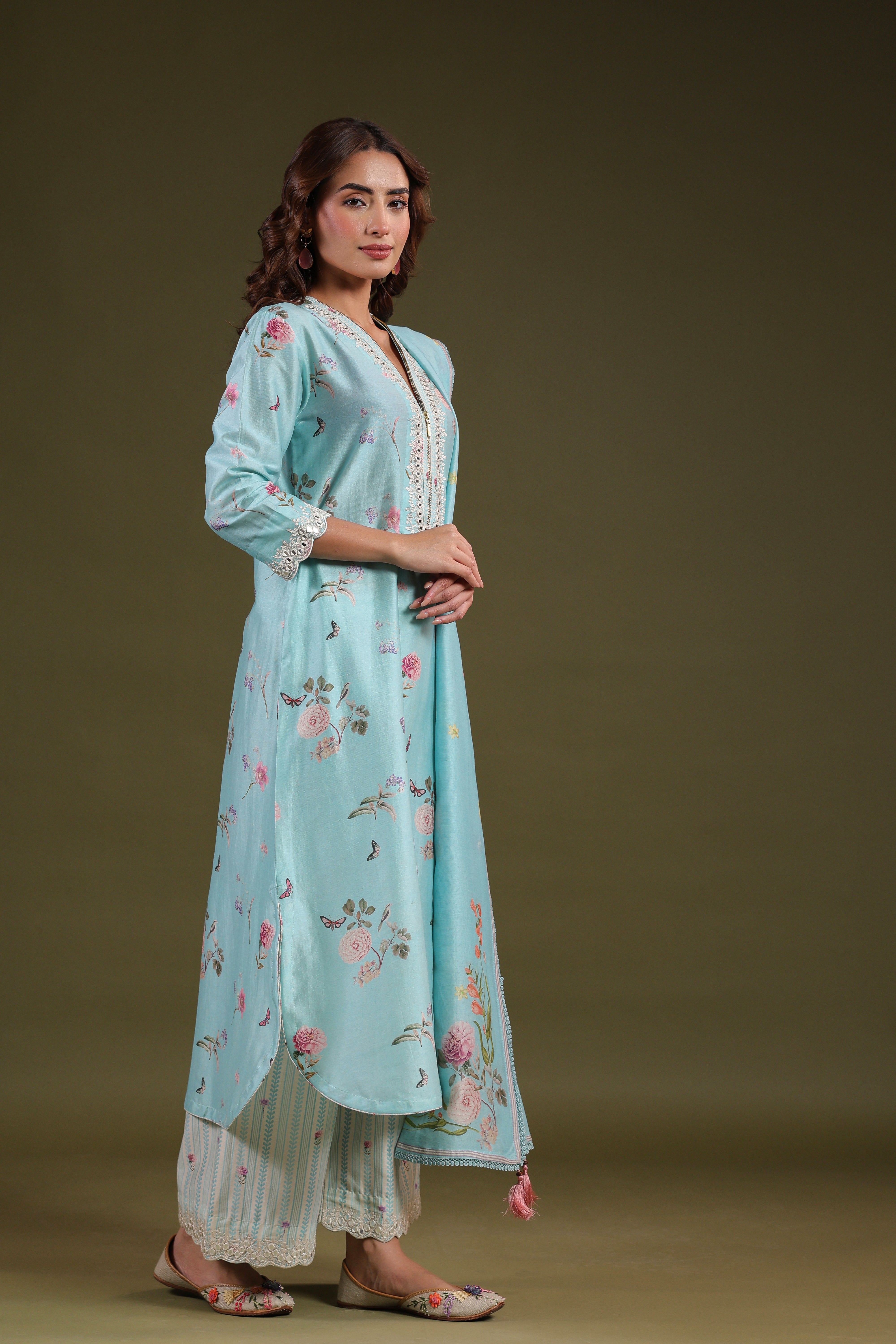 Noor Long Zipper Kurta Set