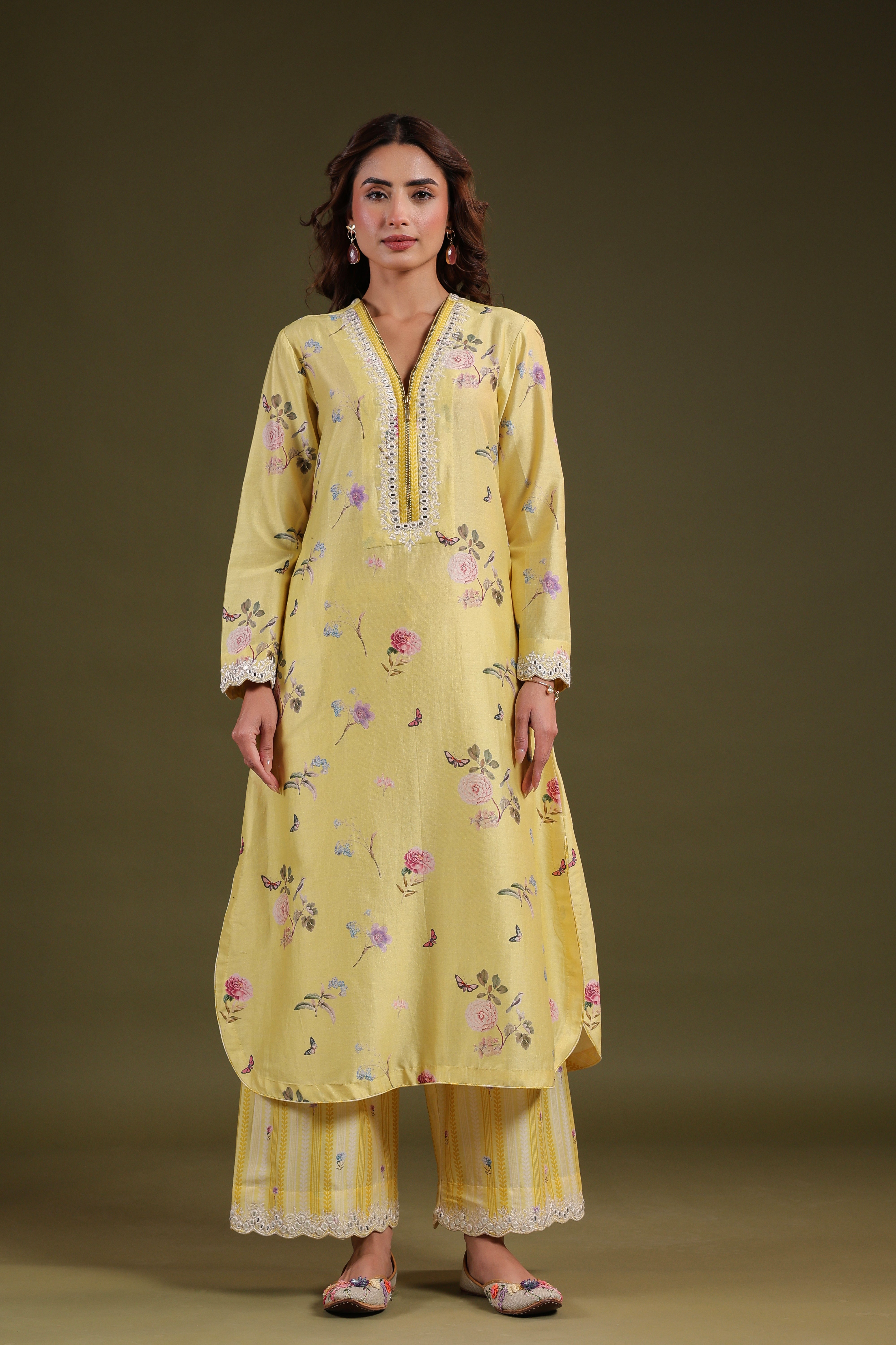 Noor Long Zipper Kurta Set
