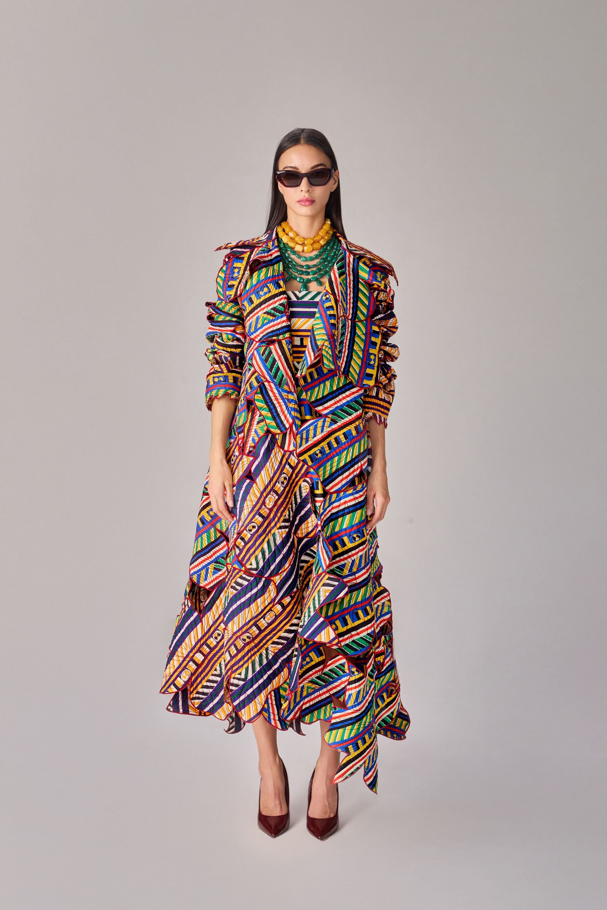 Green Yellow Stripe Fifi Dress