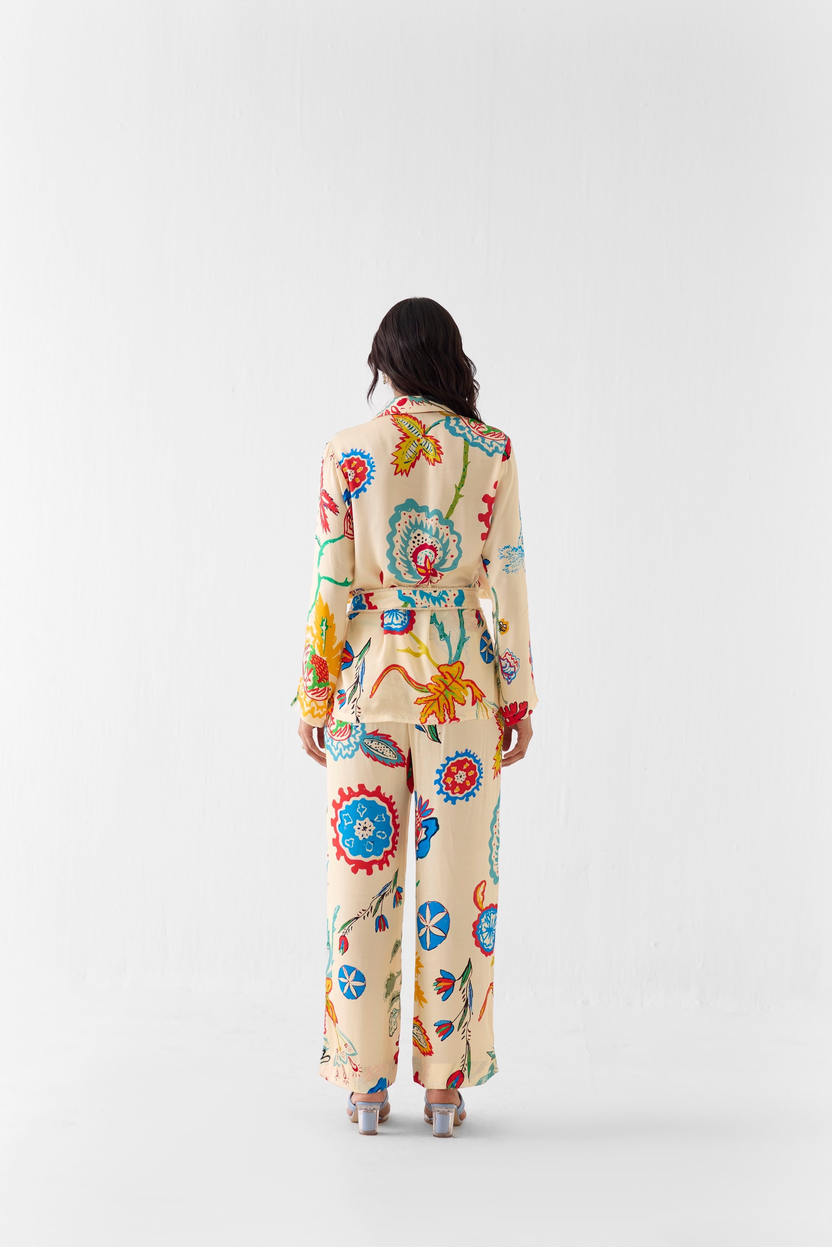 SANGANER BLAZER SHIRT AND TROUSERS CO-ORD