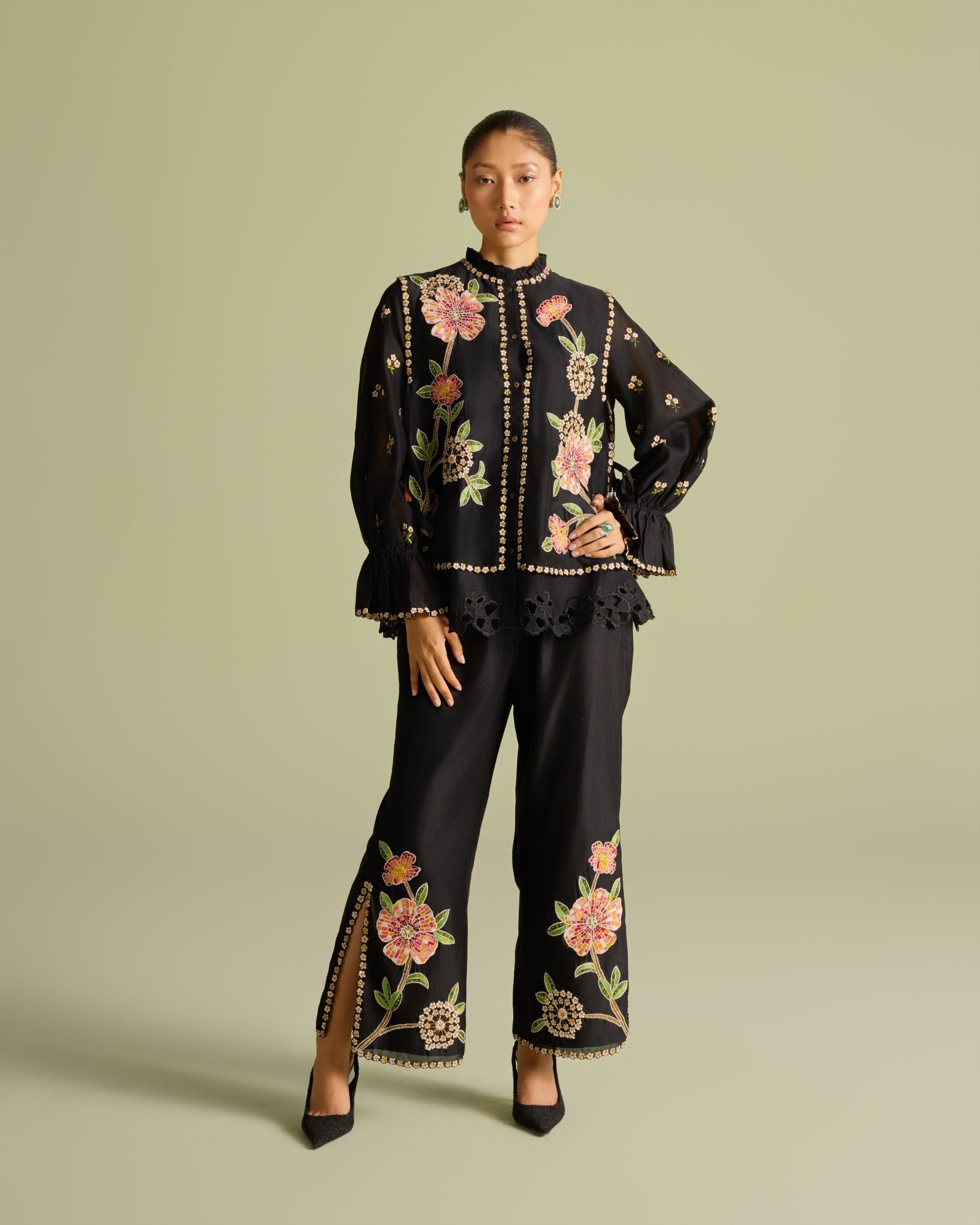 Black Mosaic Layered Shirt