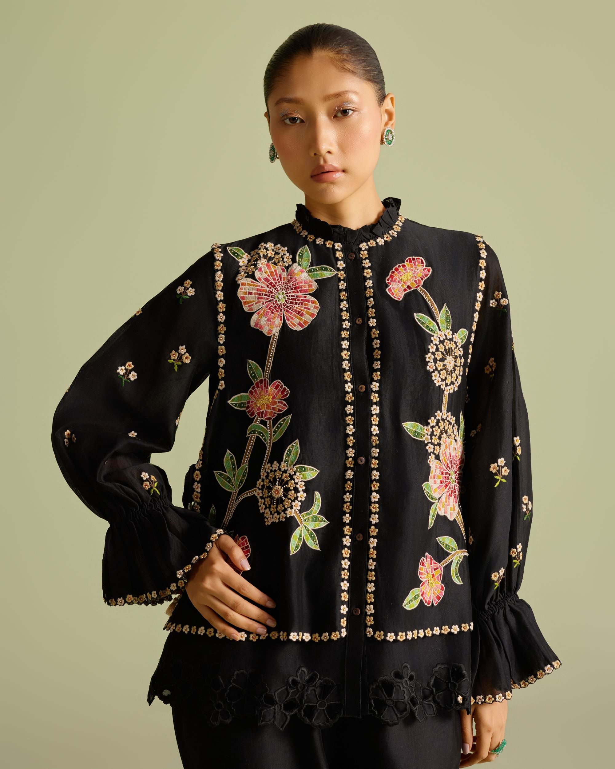 Black Mosaic Layered Shirt