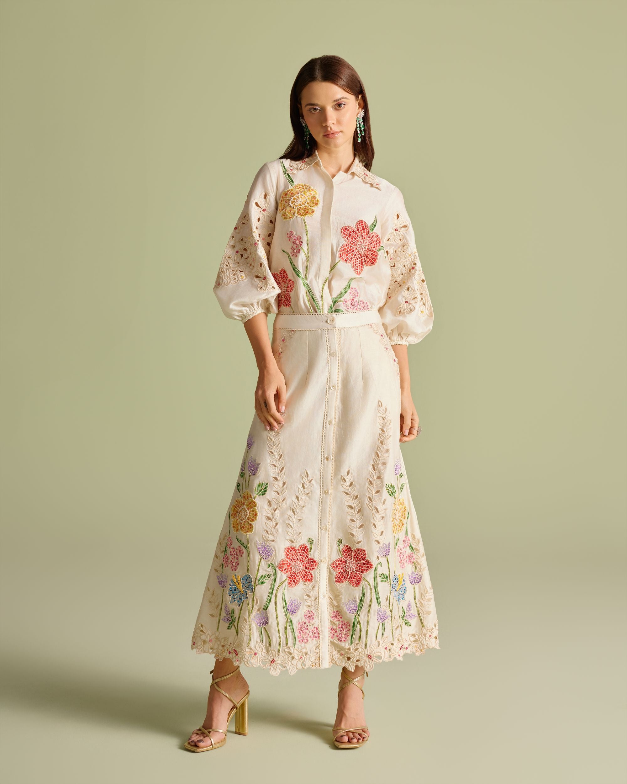 Ivory Floral Mosaic Shirt