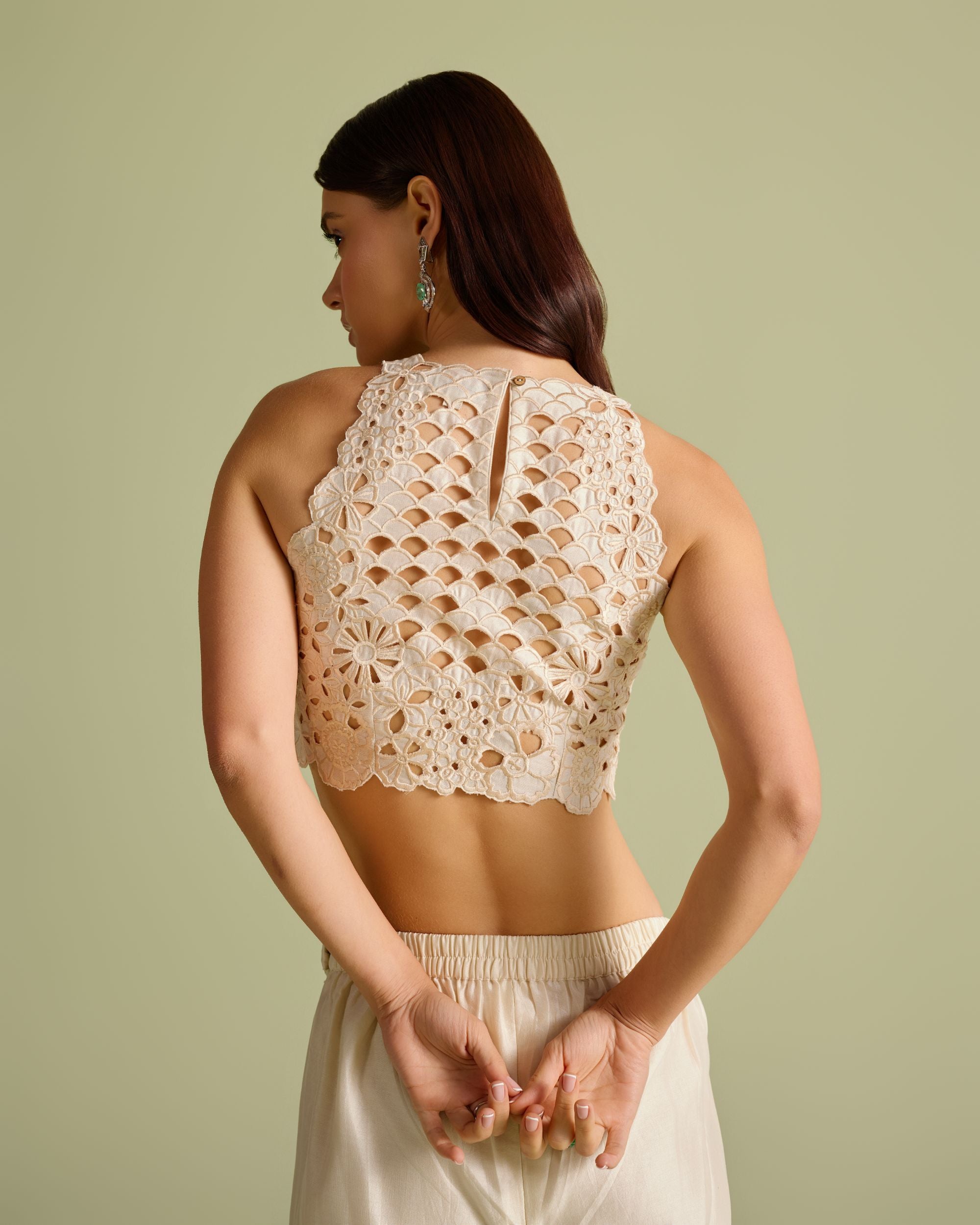 Ivory Cutwork Crop Top