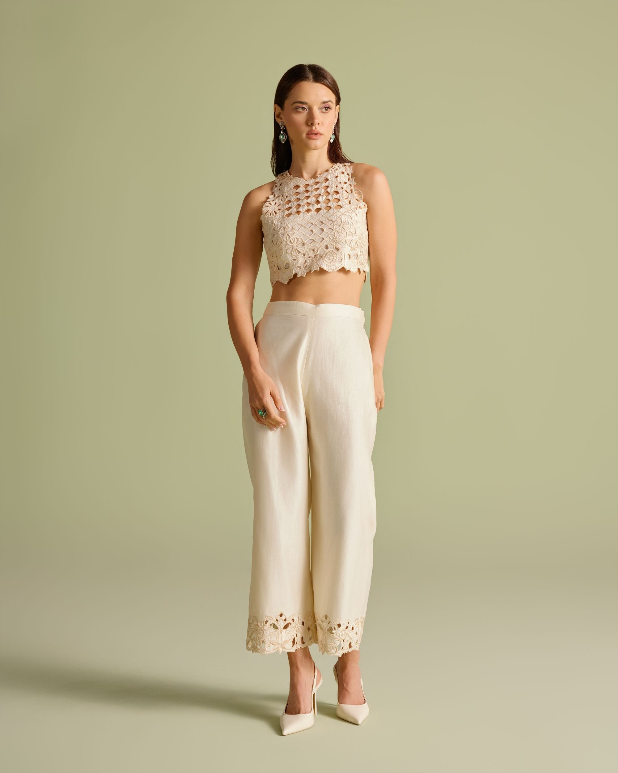 Ivory Cutwork Crop Top