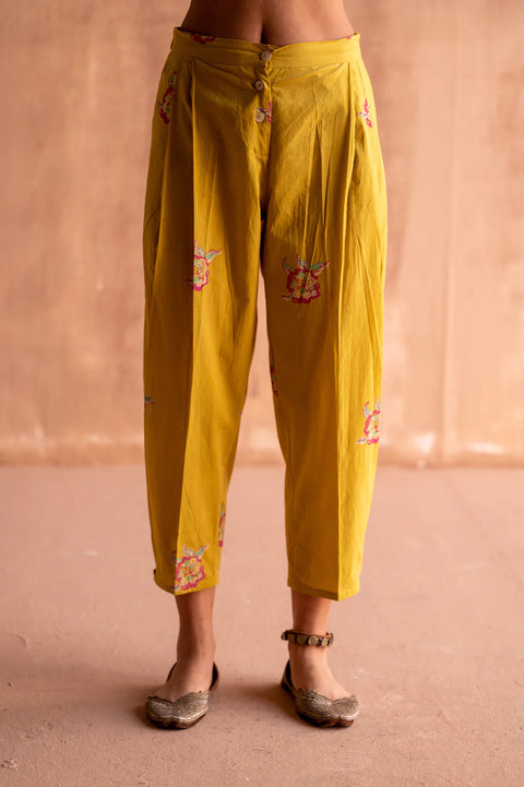 Buy Vasavi Shah Yellow Russian Silk Embroidered Jacket And Harem Pant Set  Online  Aza Fashions
