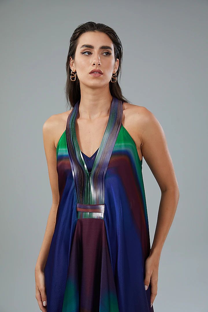 Teal Green Sleeveless Chiffon Gown