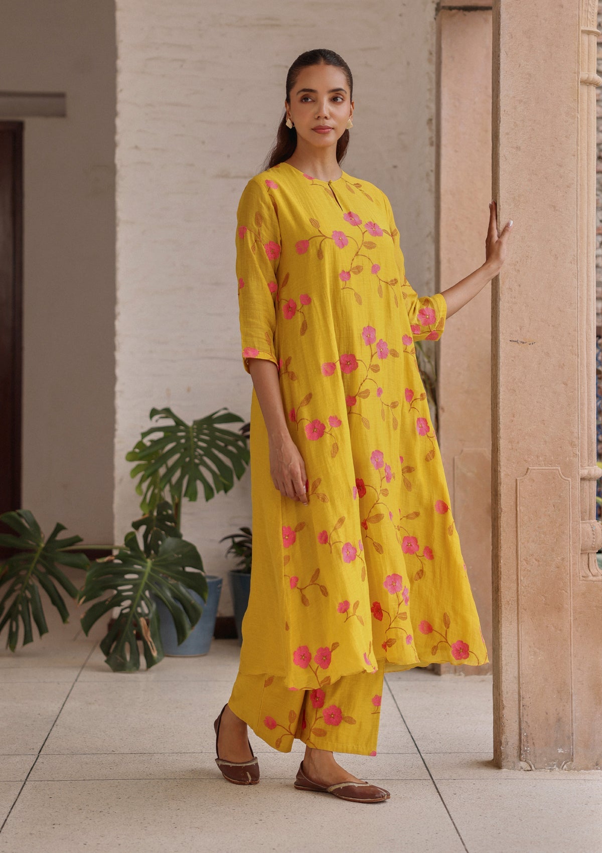 Canary Bloom Embroidered Co-ord Set