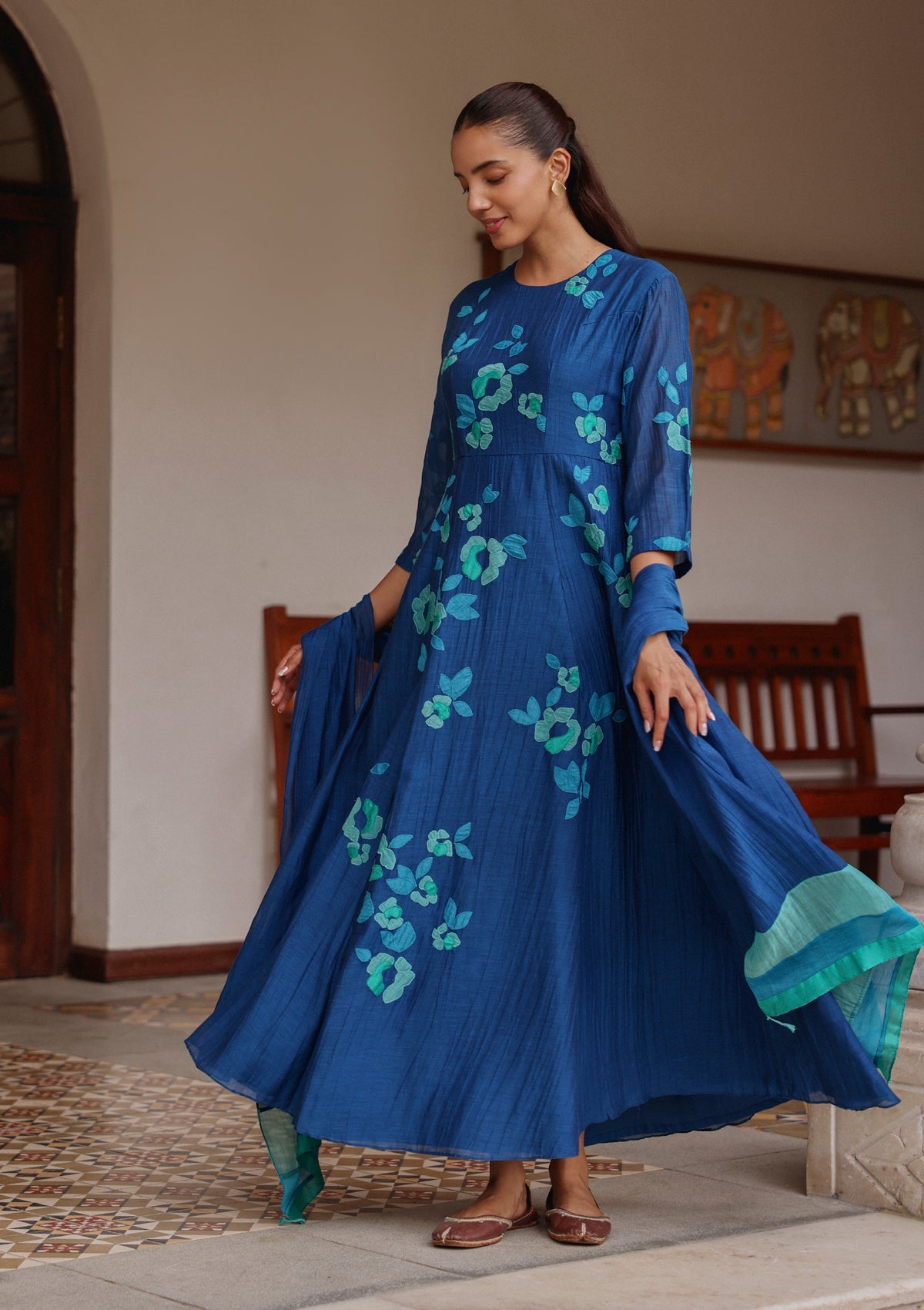 Indigo Bloom Anarkali