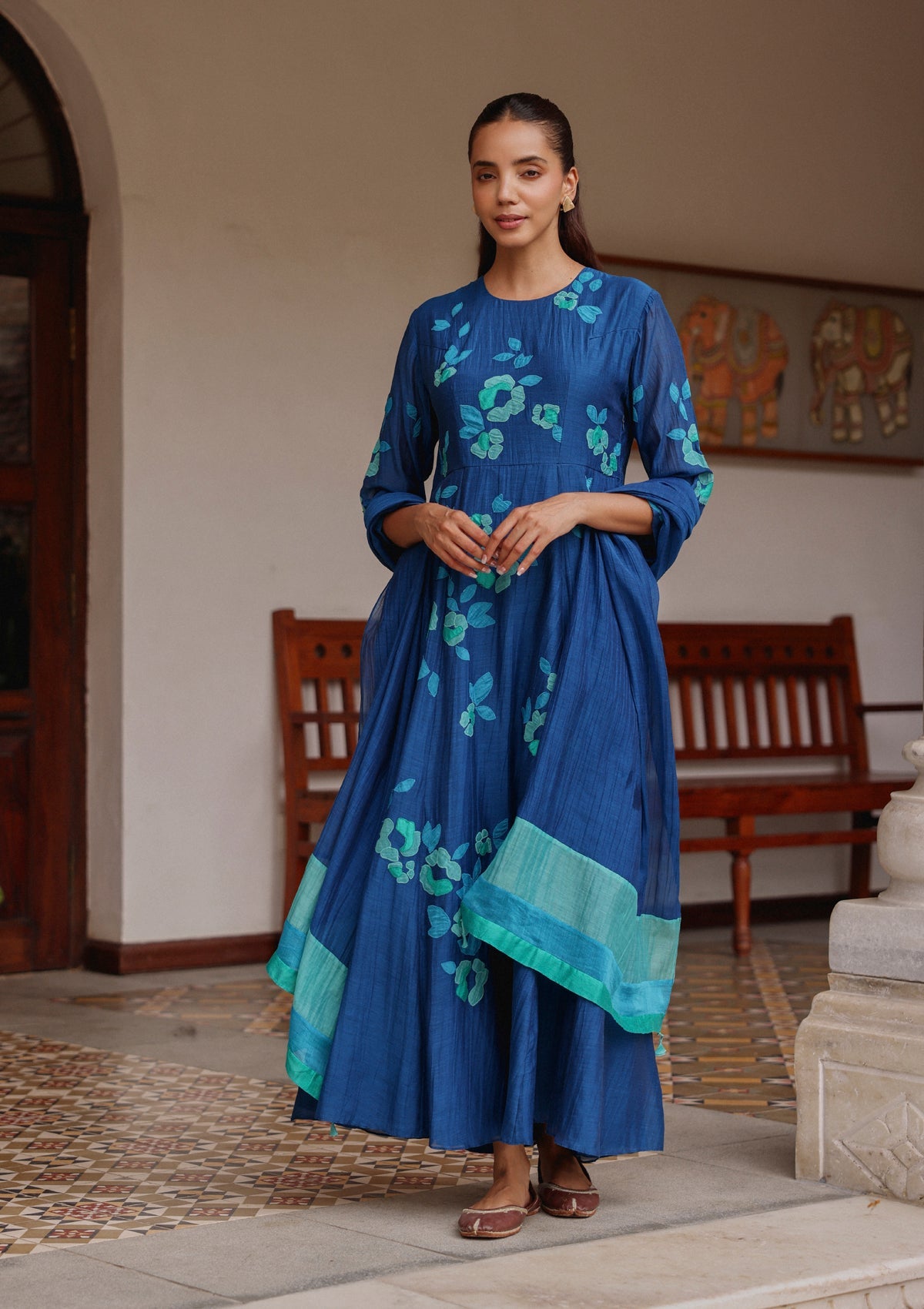 Indigo Bloom Anarkali
