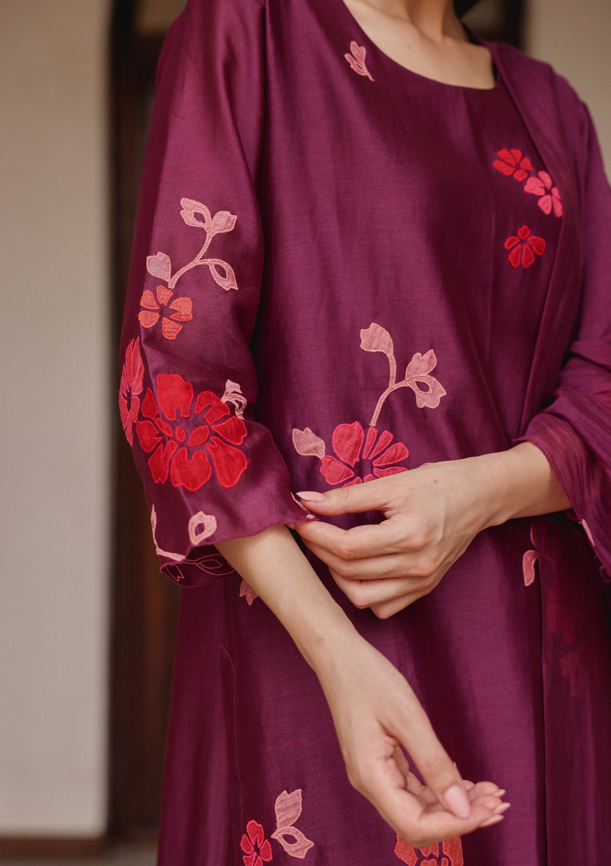 Amethyst Applique Floral Kurta Set