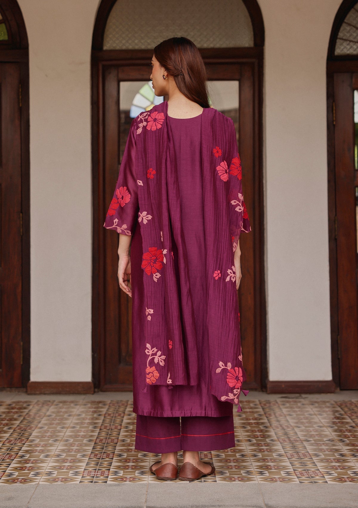 Amethyst Applique Floral Kurta Set