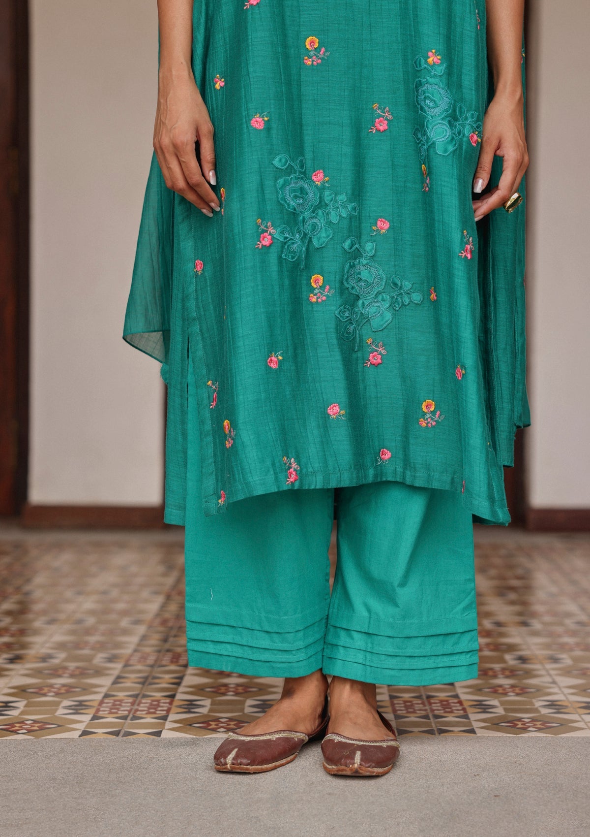 Teal Bloom Kurta Set