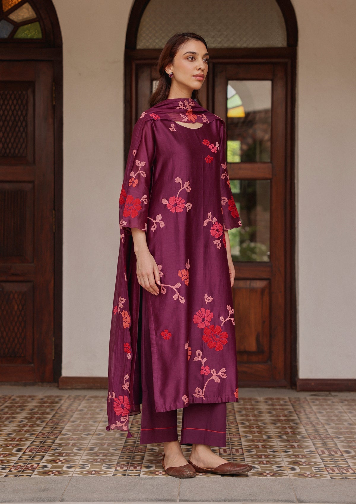 Amethyst Applique Floral Kurta Set