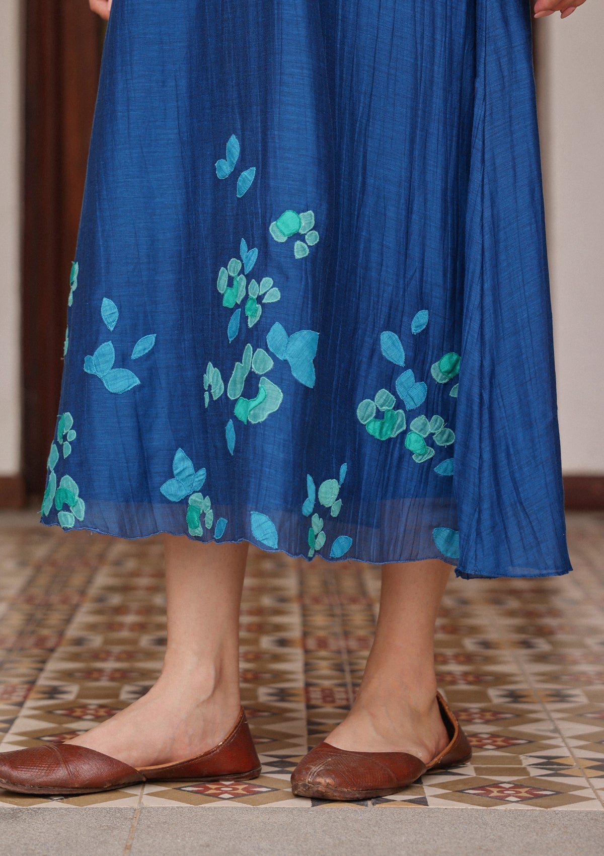 Indigo Pintuck Dress