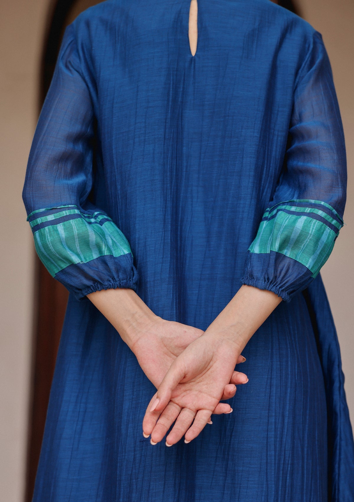 Indigo Pintuck Dress