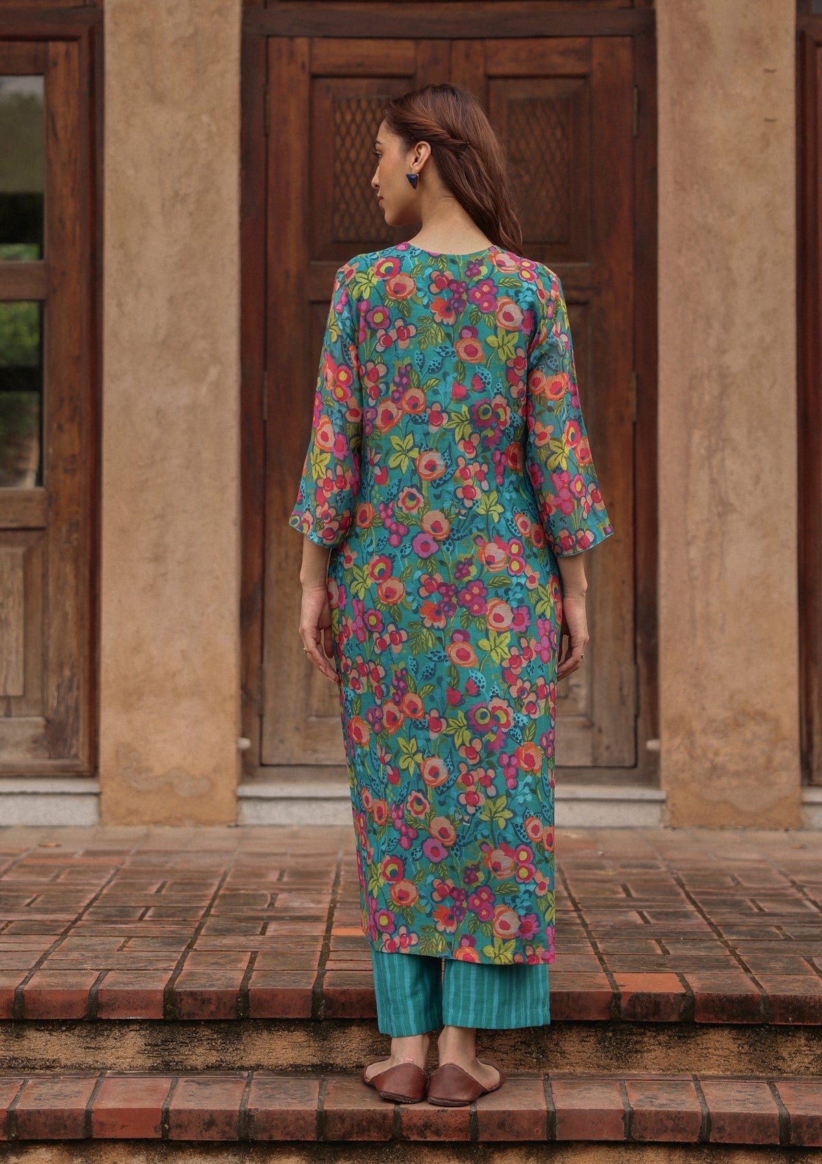 Teal Bloom Kurta Set