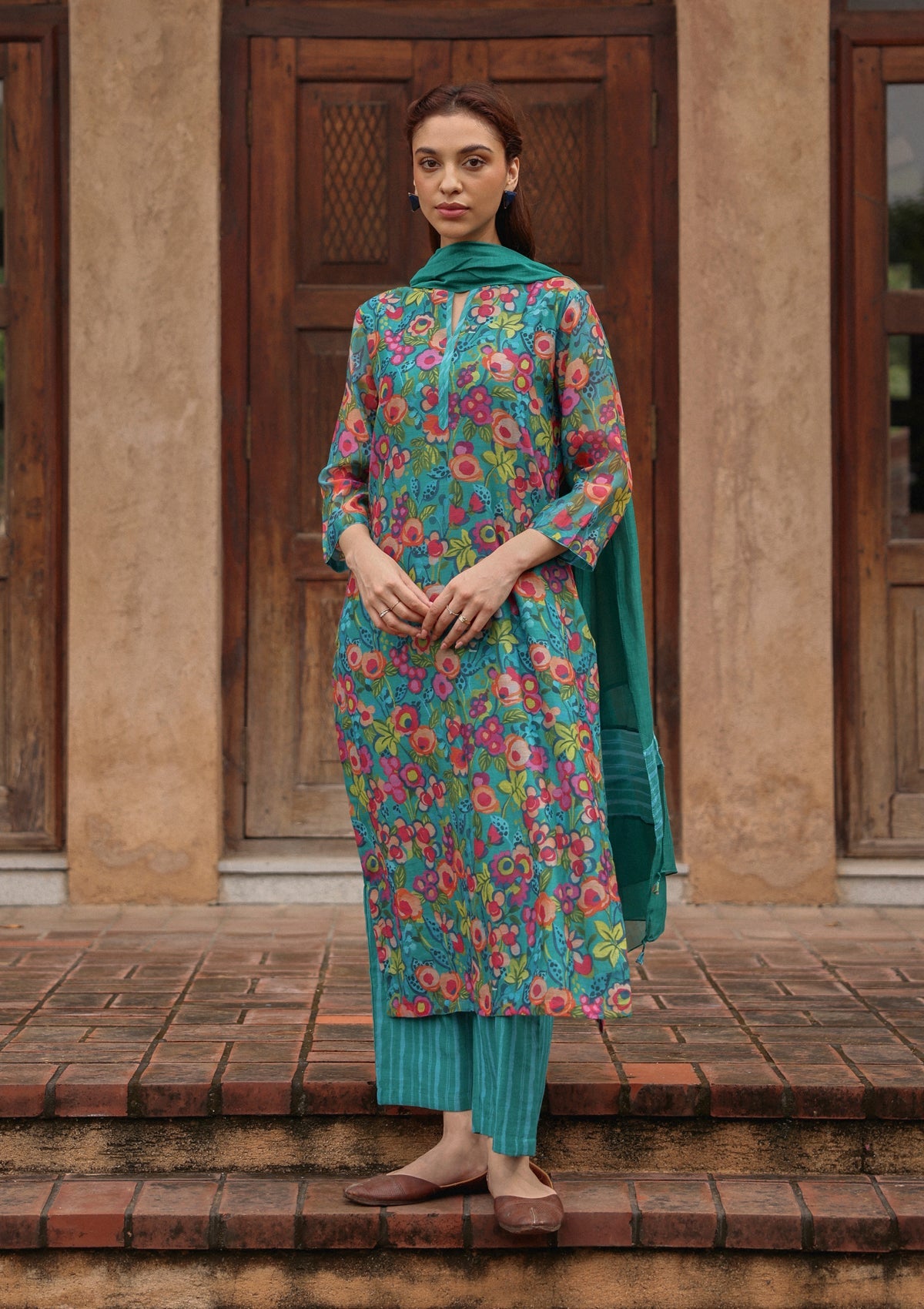Teal Bloom Kurta Set
