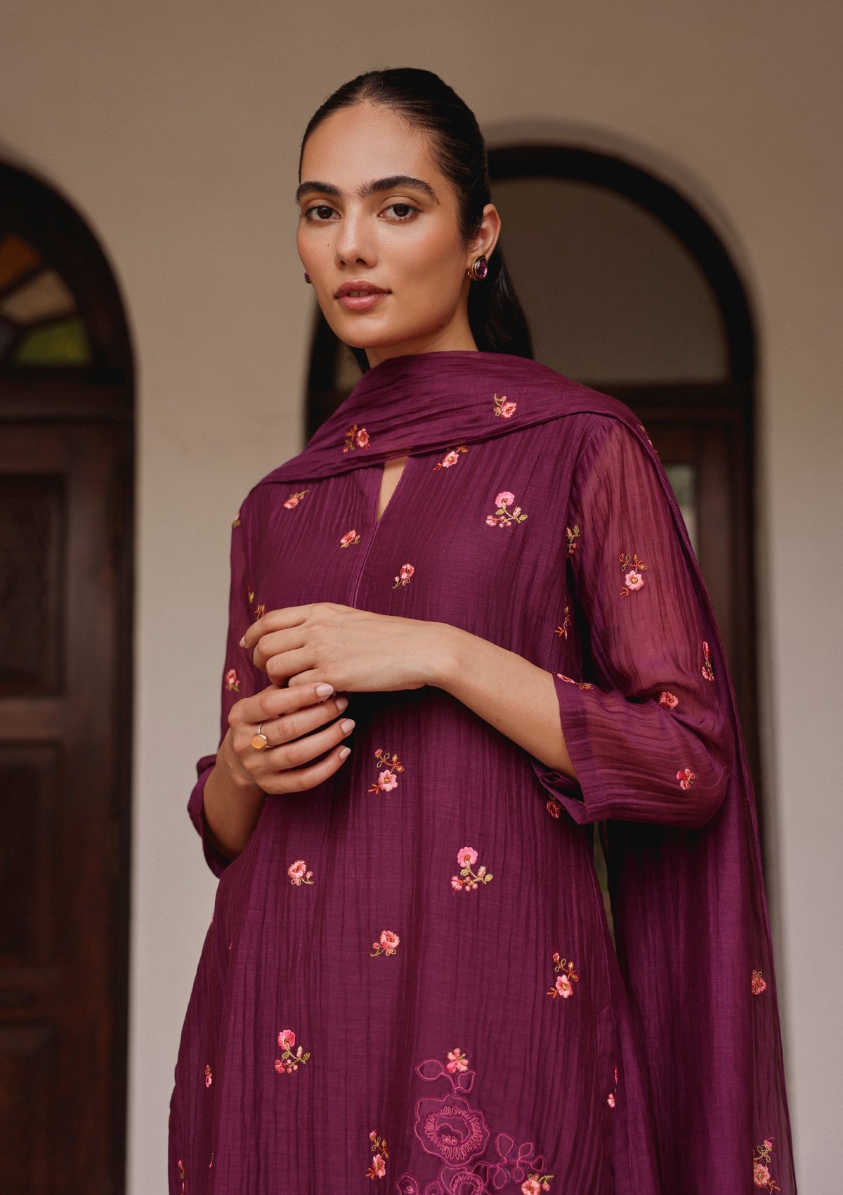 Amethyst Bloom Embroidered Kurta Set