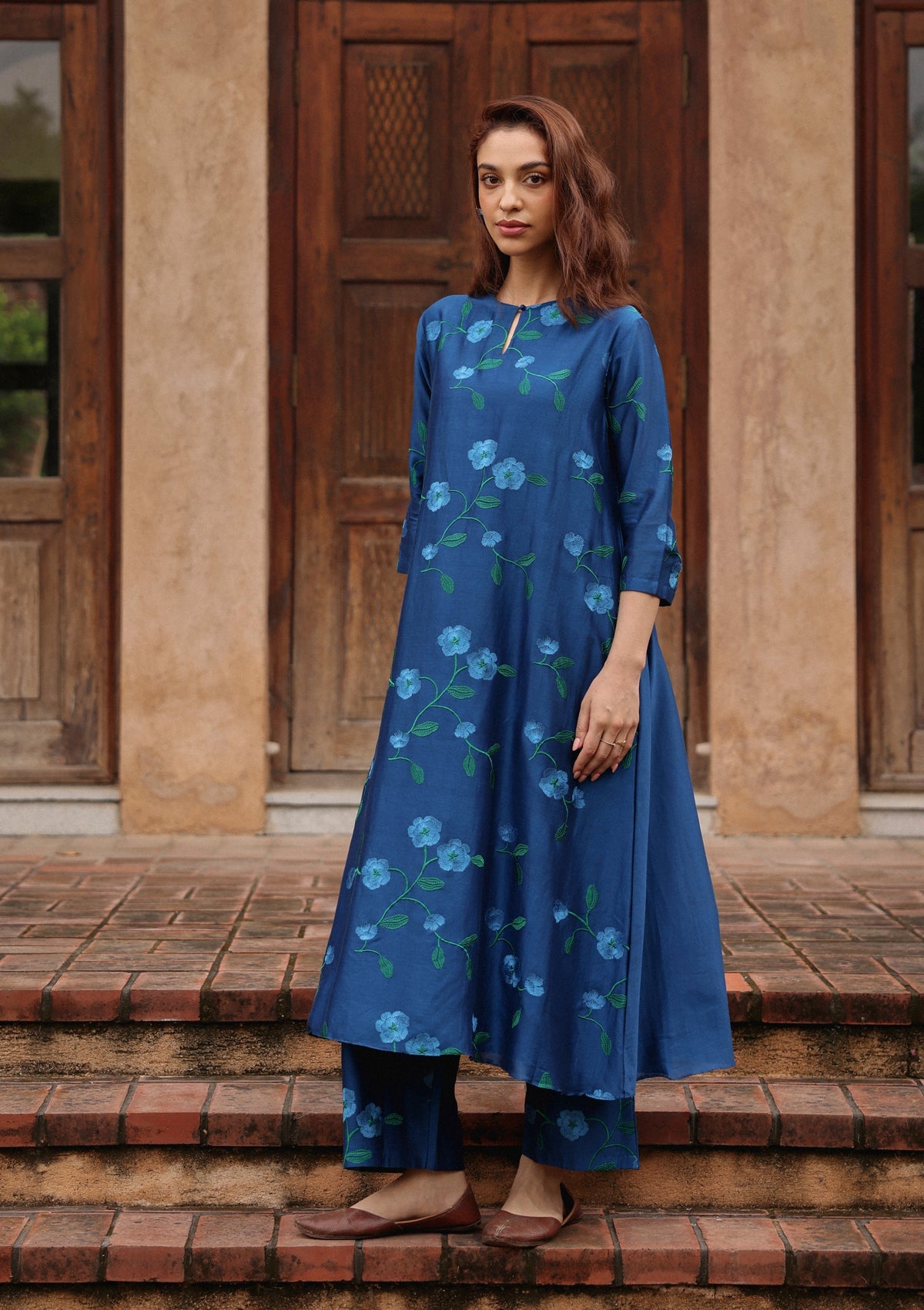 Indigo Bloom Embroidered Co-ord Set