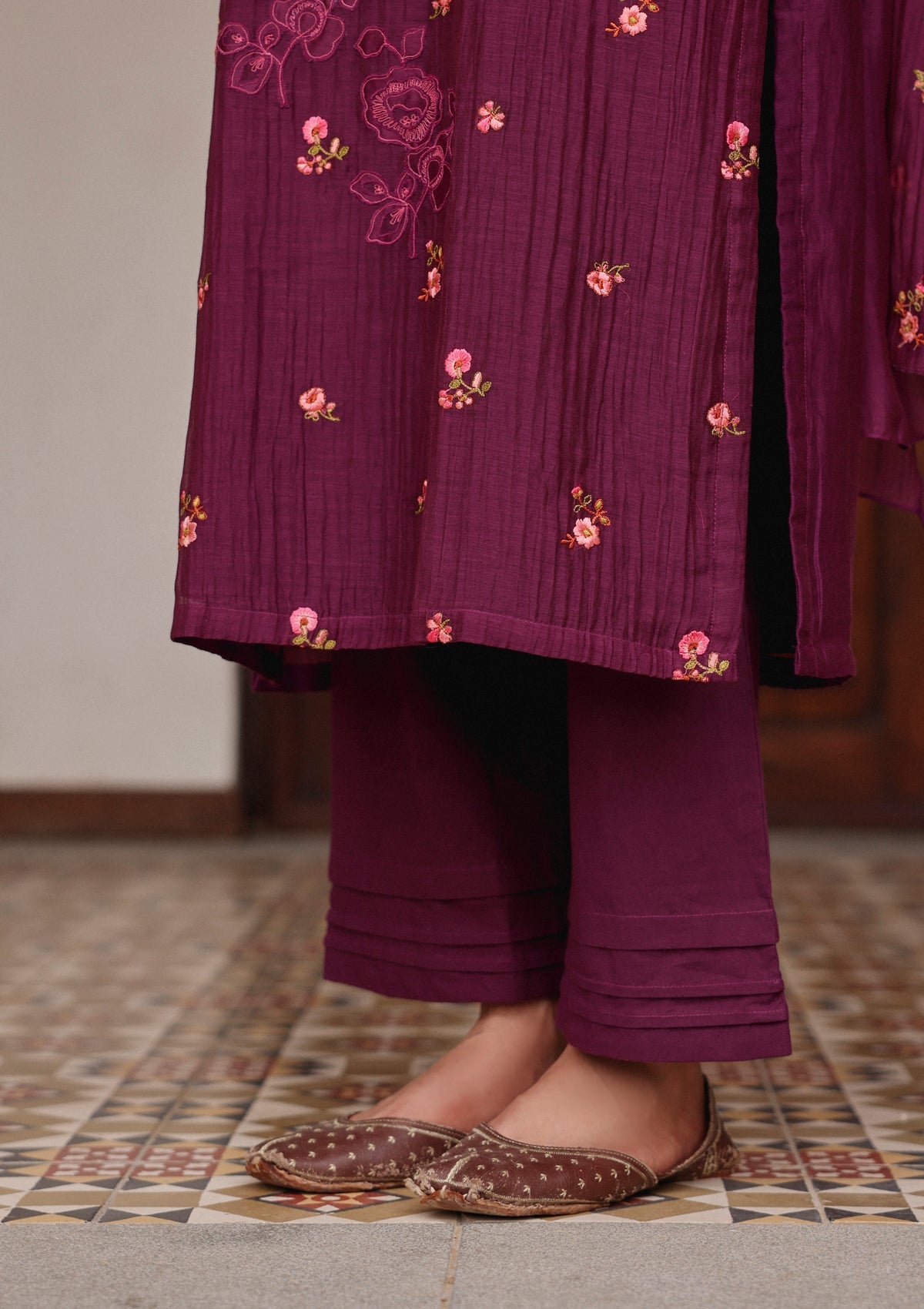 Amethyst Bloom Embroidered Kurta Set
