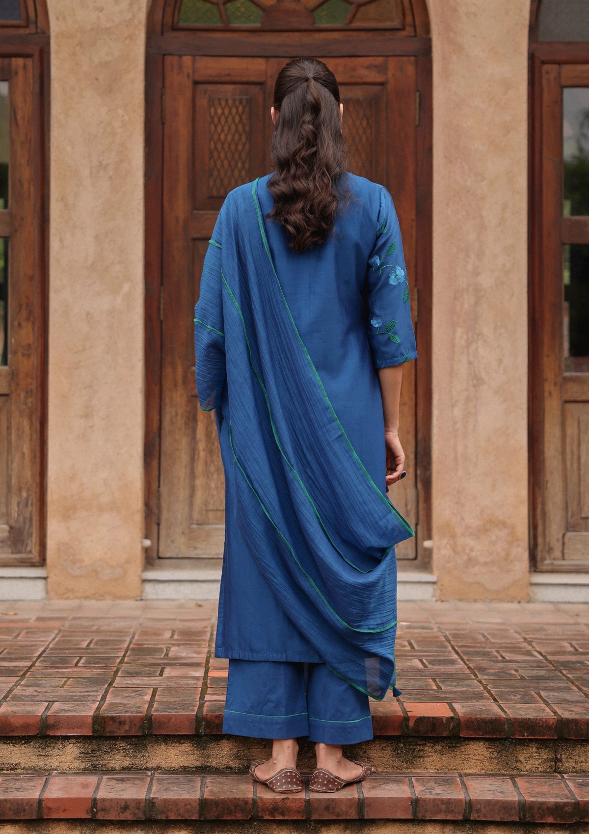 Indigo Bloom Embroidered Kurta Set