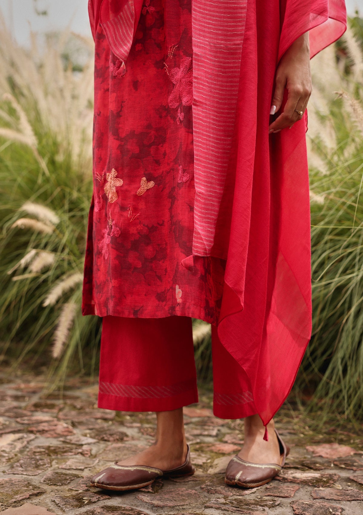 Rosewood Bloom Embroidered Kurta Set