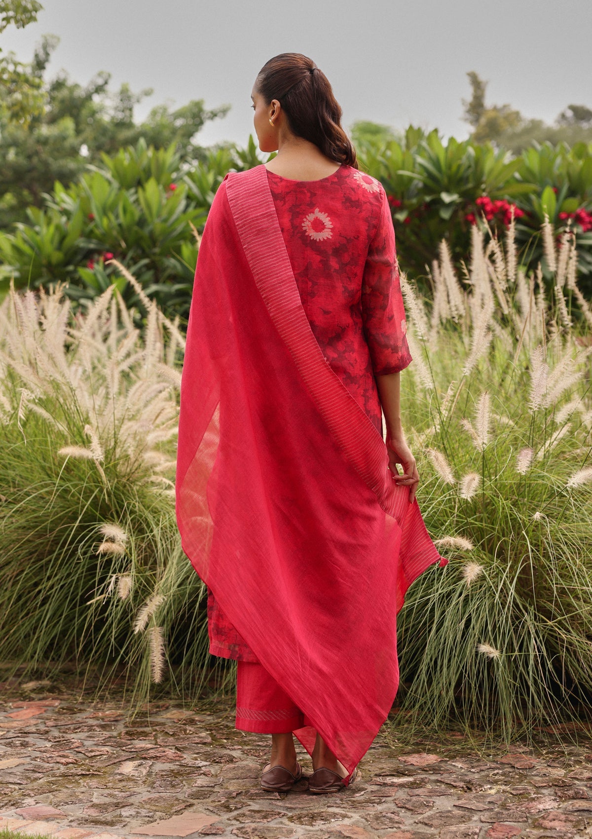 Rosewood Bloom Embroidered Kurta Set