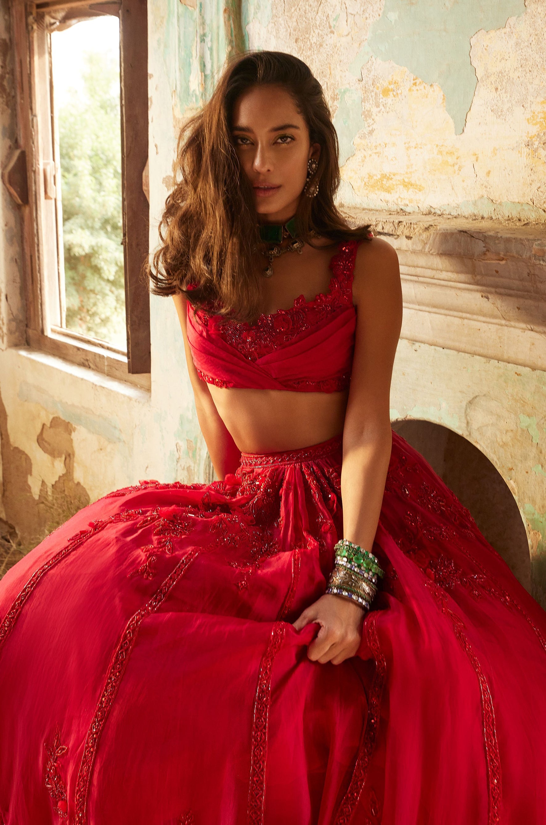 Red Zeeana Lehenga Set