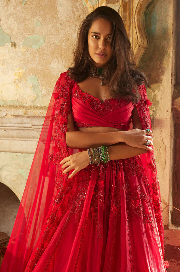 Red Zeeana Lehenga Set
